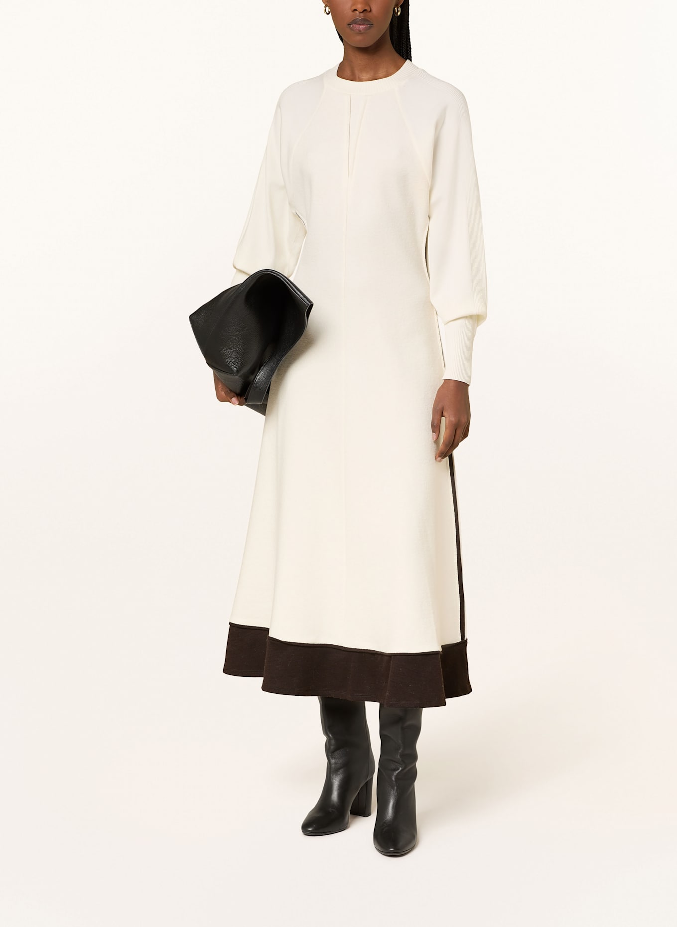 REISS Kleid im Materialmix: WEISS