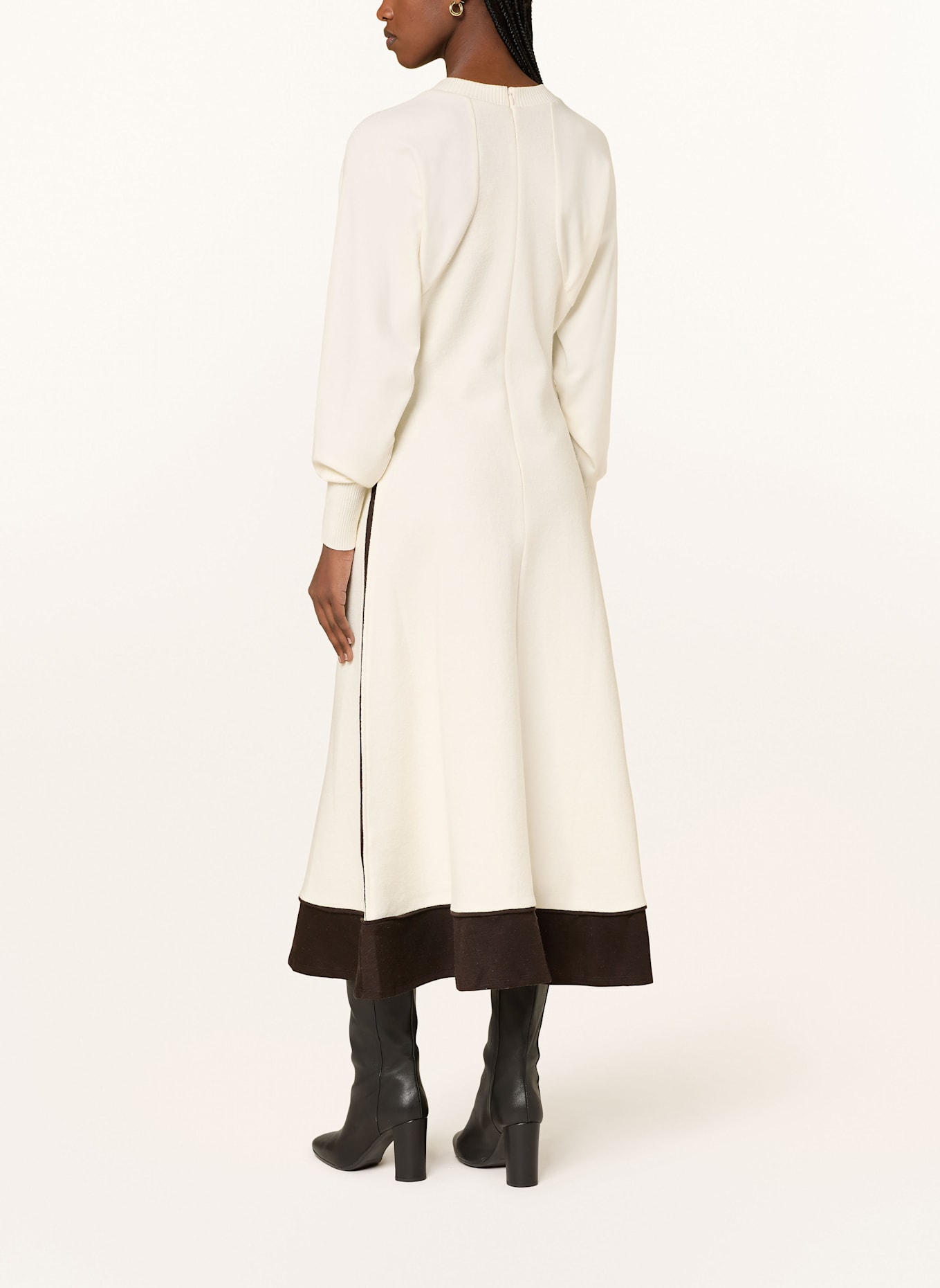 REISS Kleid im Materialmix: WEISS