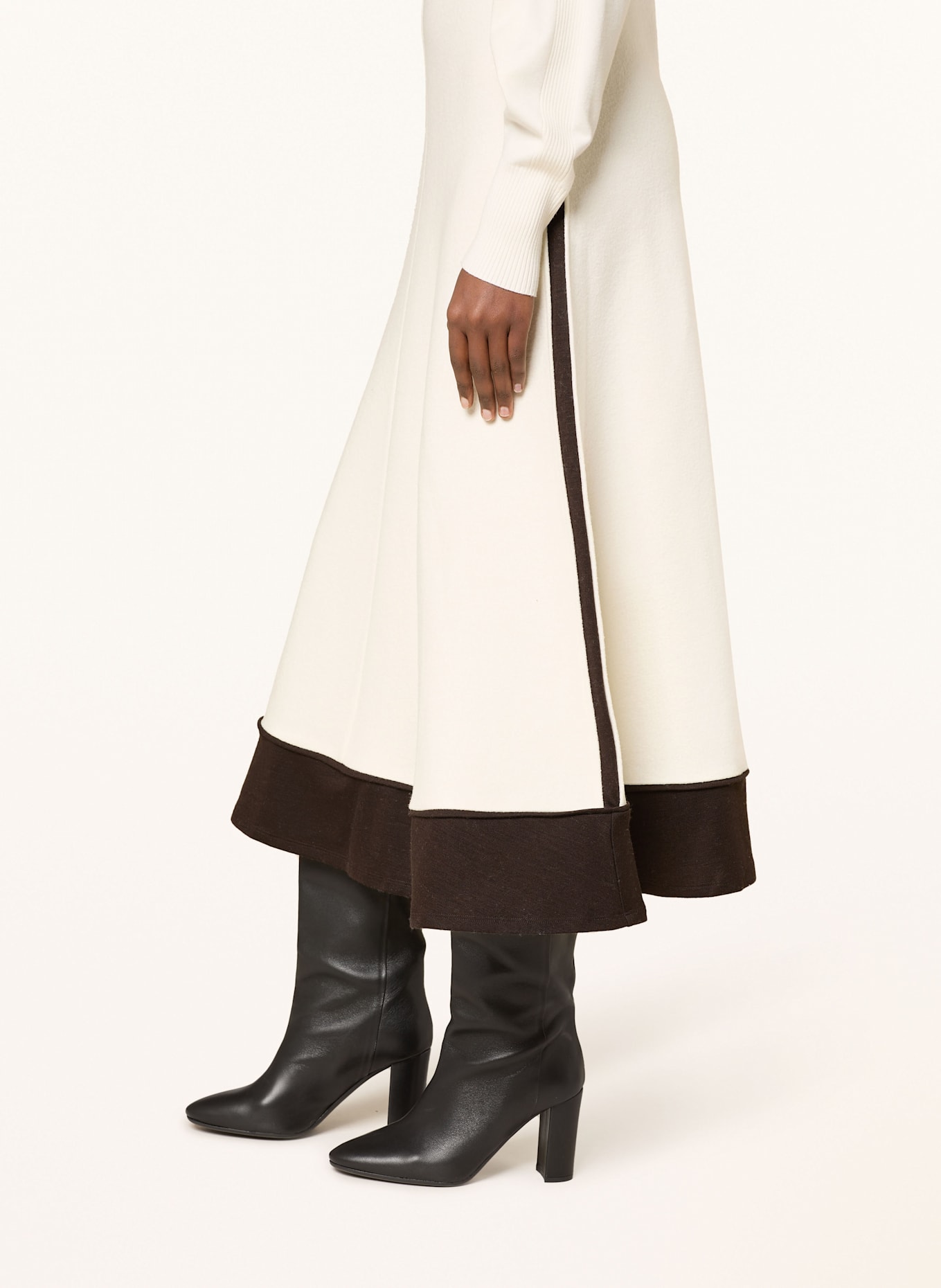 REISS Kleid im Materialmix: WEISS