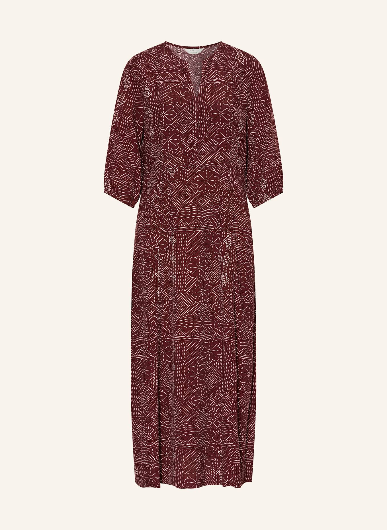 Part Two TITTA dress with 3/4 sleeves: DARK RED / WHITE