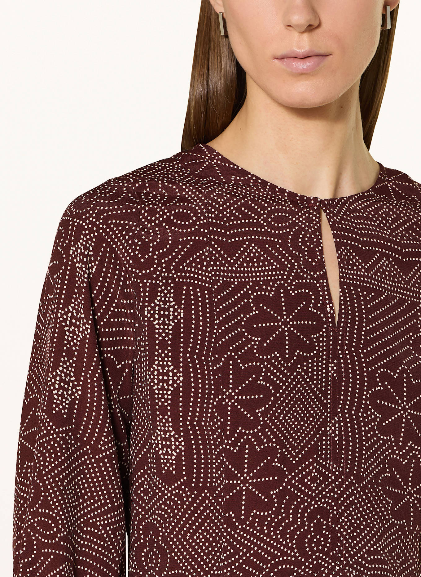 Part Two TITTA dress with 3/4 sleeves: DARK RED / WHITE