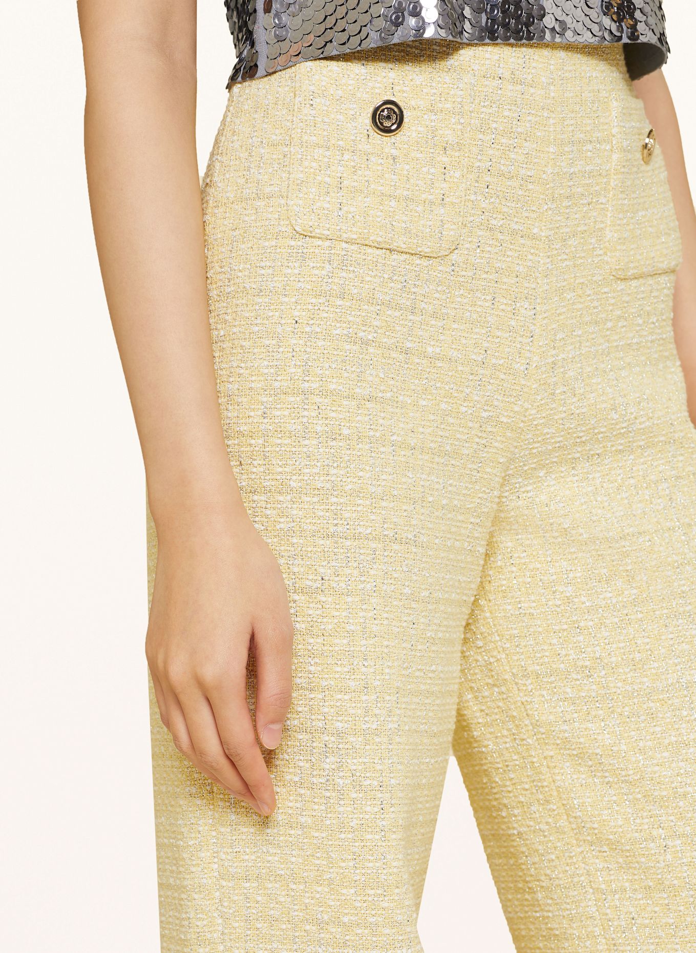 maje Tweed-Hose mit Glitzergarn: GELB