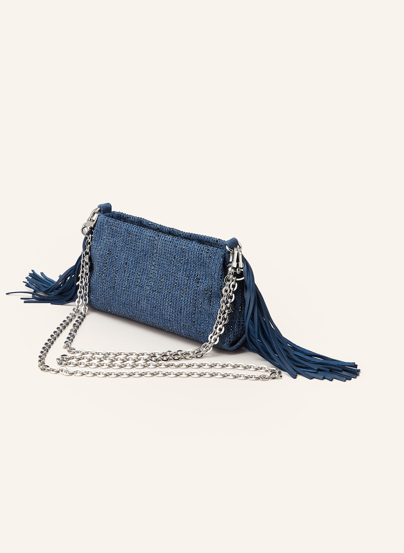 maje Clutch mit Schmucksteinen: BLAU