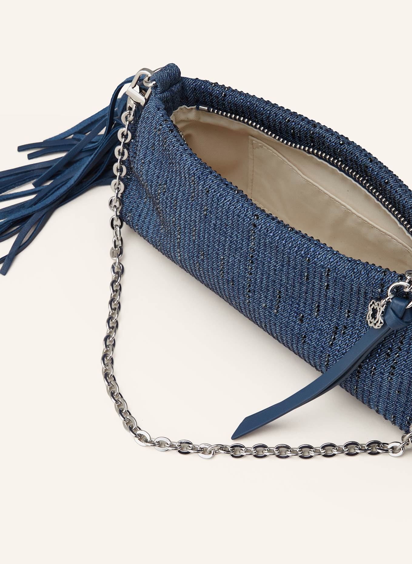 maje Clutch mit Schmucksteinen: BLAU