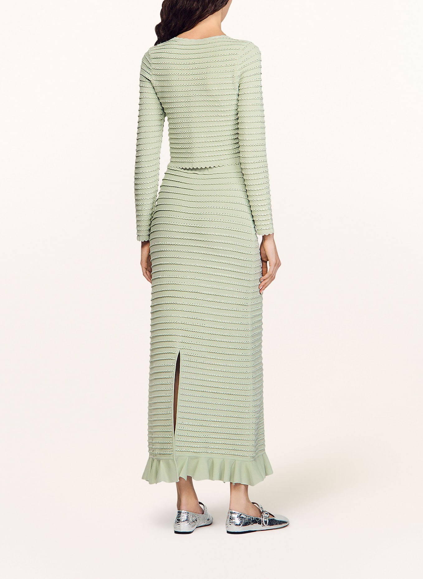 SANDRO Strickjacke mit Schmucksteinen: HELLGRÜN