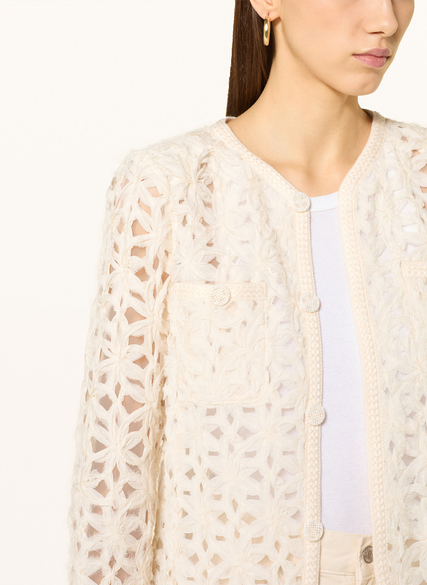 Rich & Royal Jacke aus Mesh: ECRU