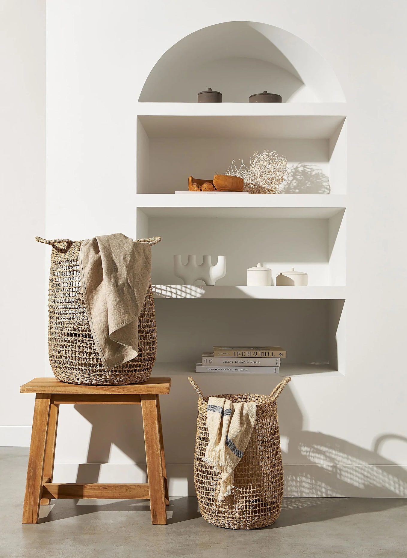 Westwing Collection 2er-Set Aufbewahrungskörbe IAN: BEIGE