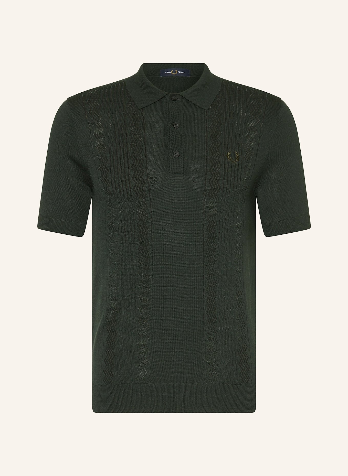FRED PERRY Strick-Poloshirt, Farbe: DUNKELGRÜN (Bild 1)