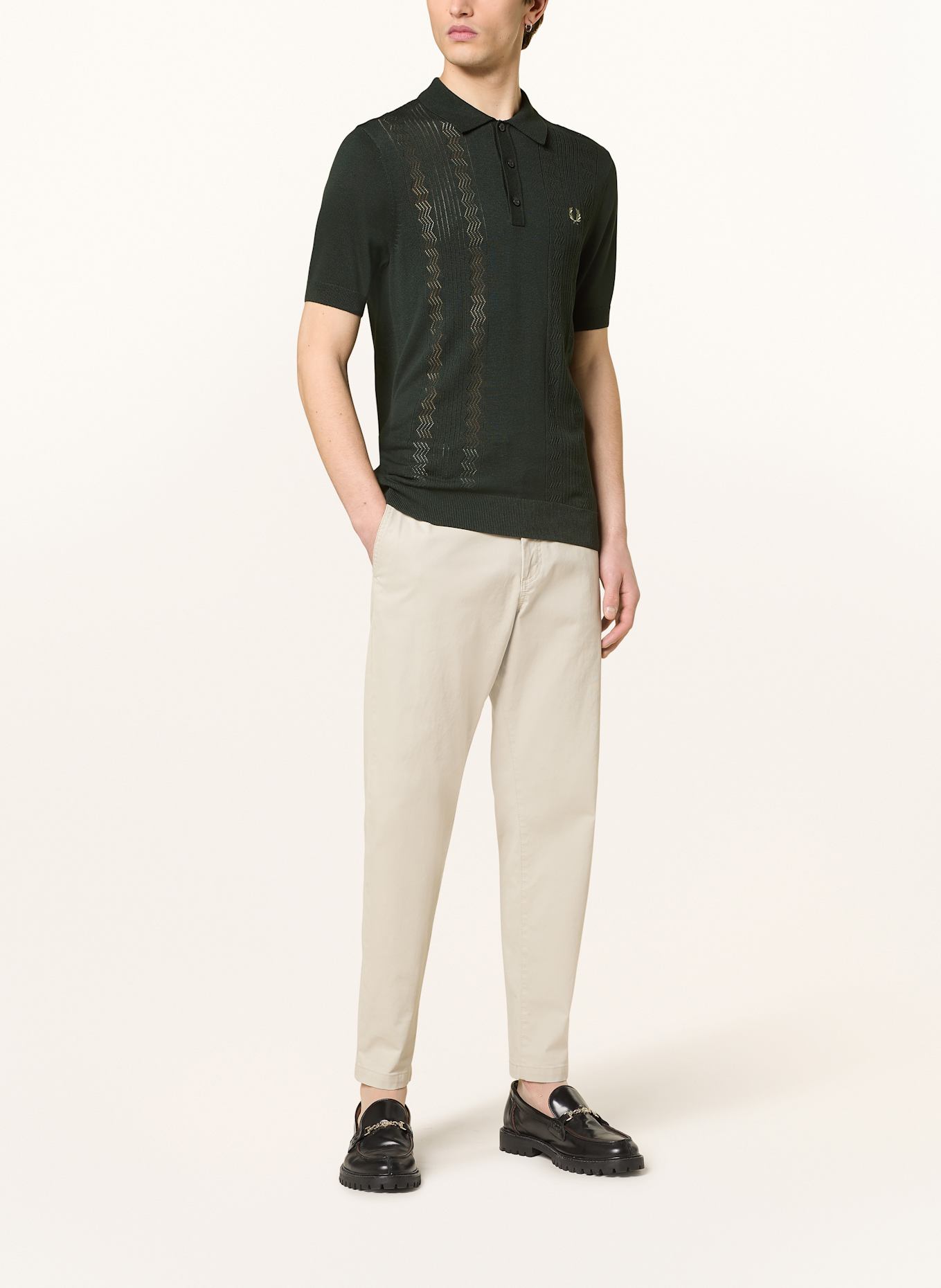 FRED PERRY Strick-Poloshirt, Farbe: DUNKELGRÜN (Bild 2)