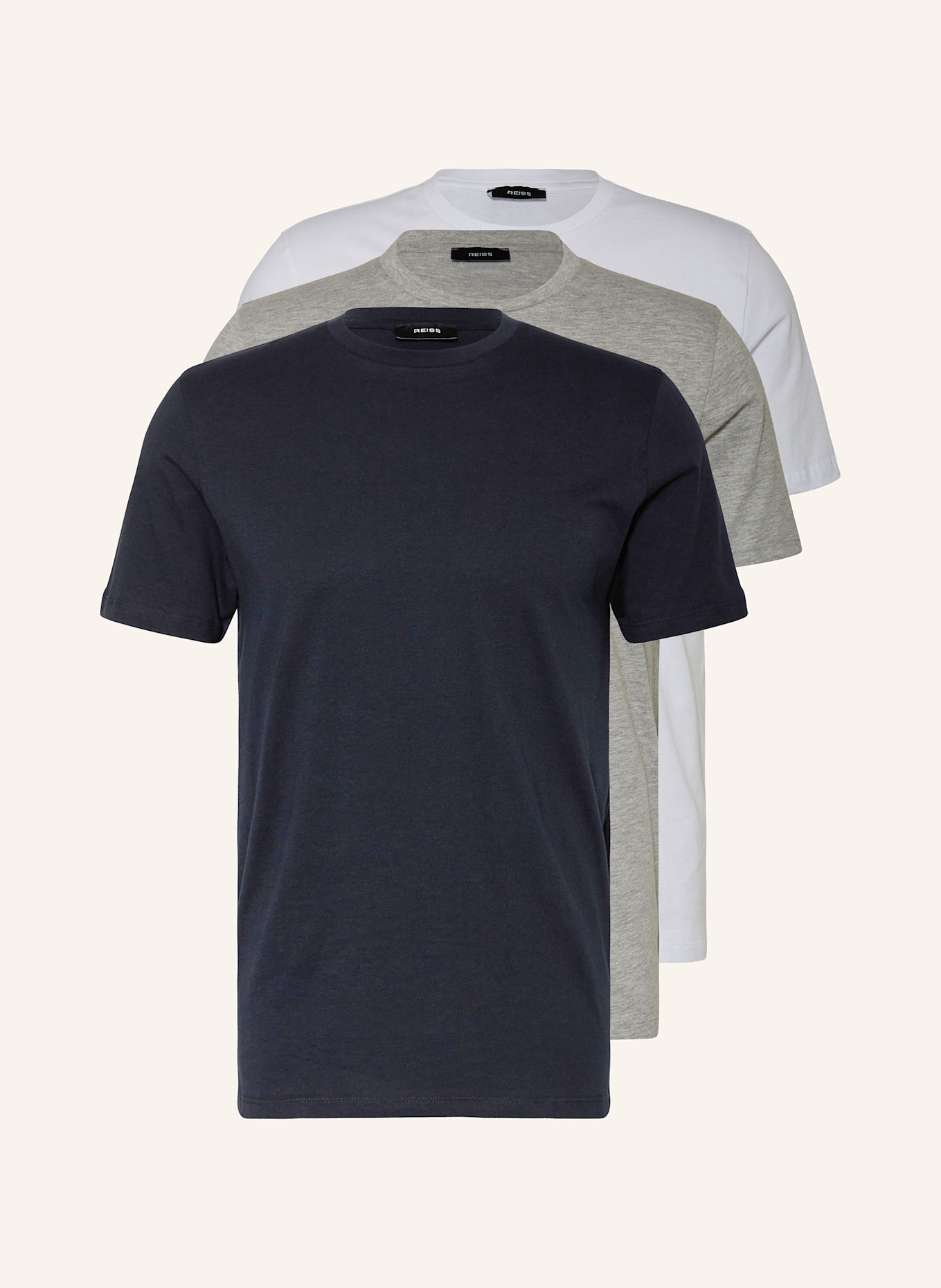 REISS T-shirt, 3 szt.: GRANATOWY / BIAŁY / JASNOCZARY