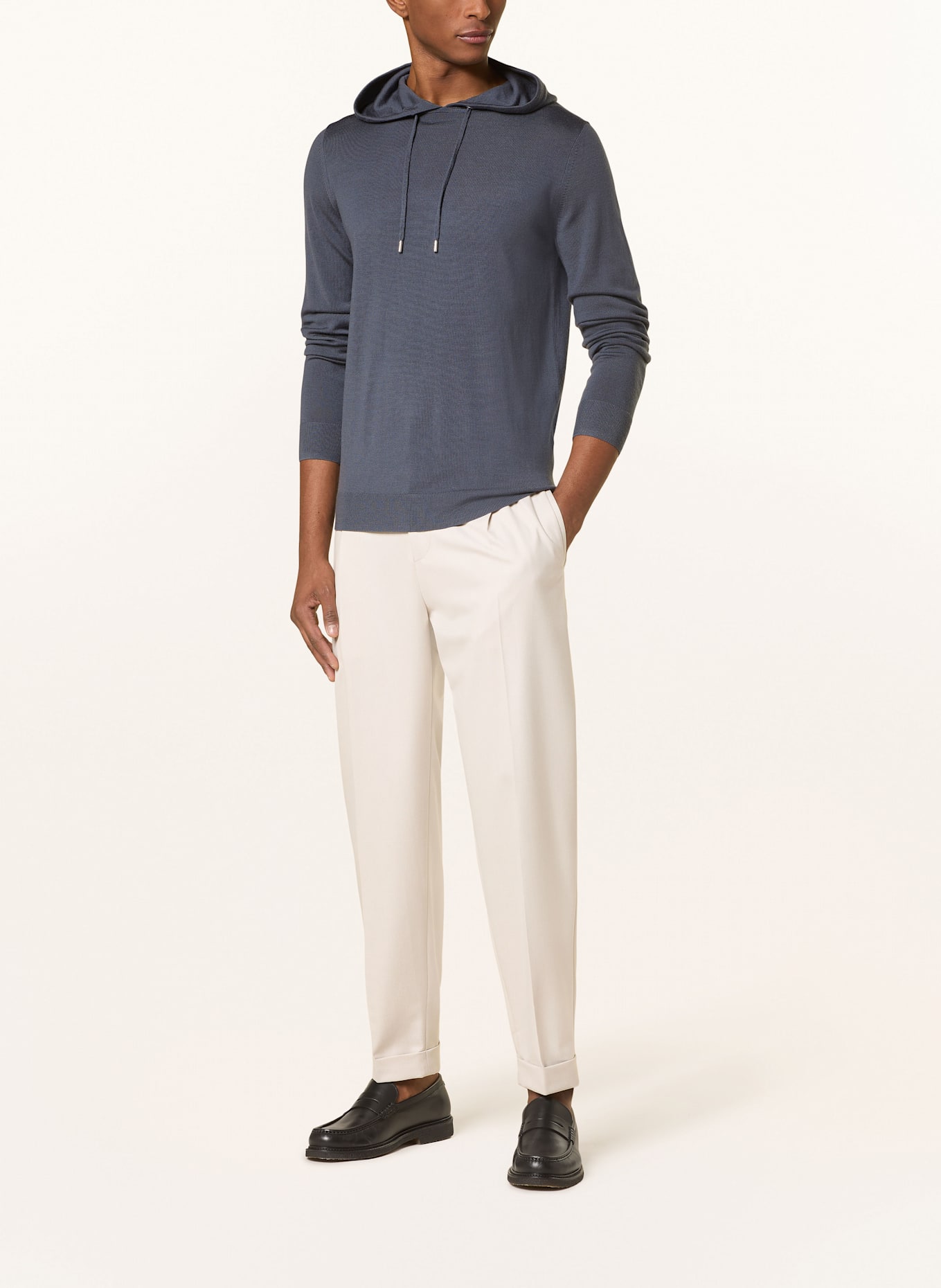 REISS Knit hoodie HOLLAND: BLUE GRAY