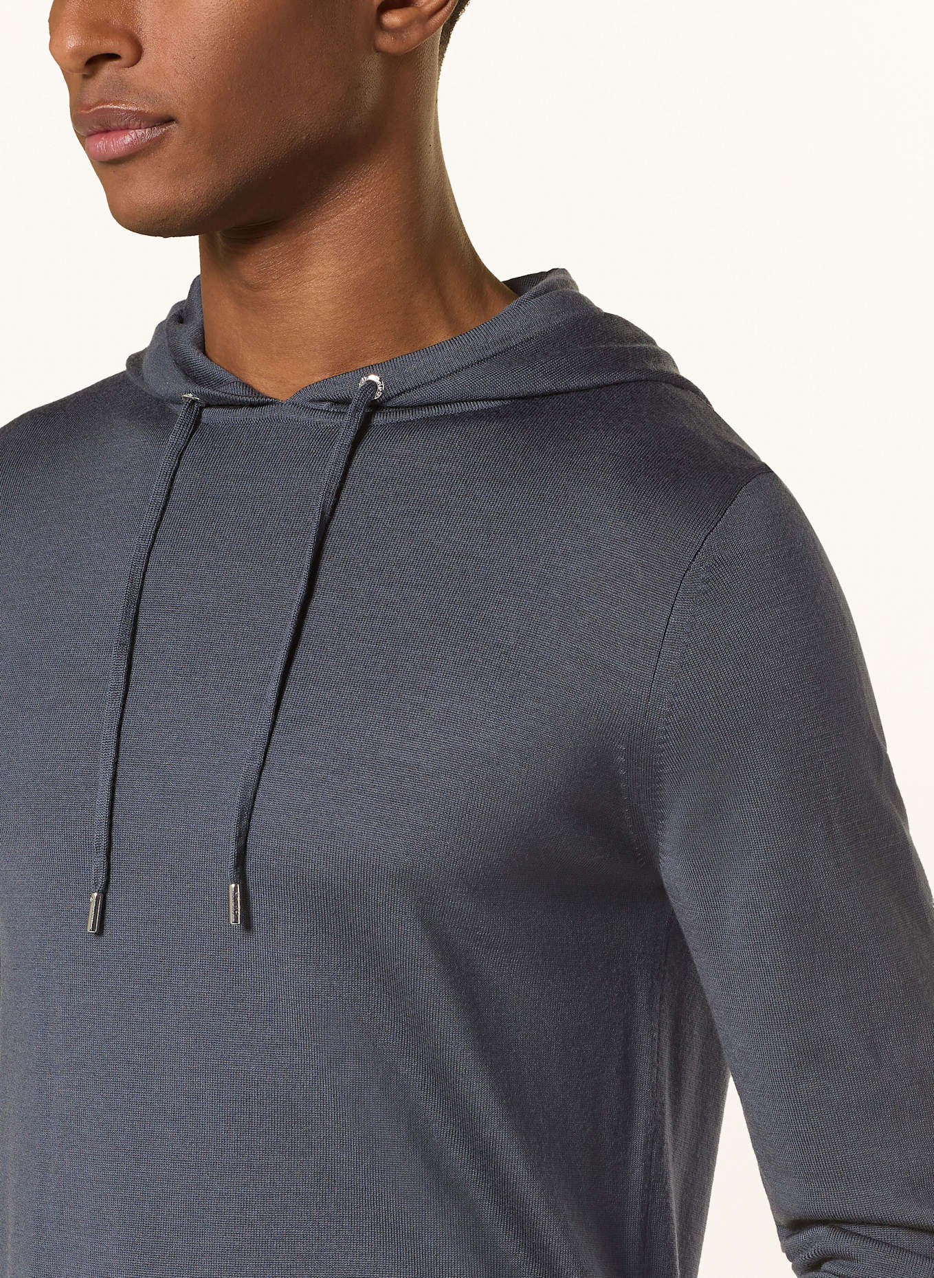 REISS Knit hoodie HOLLAND: BLUE GRAY