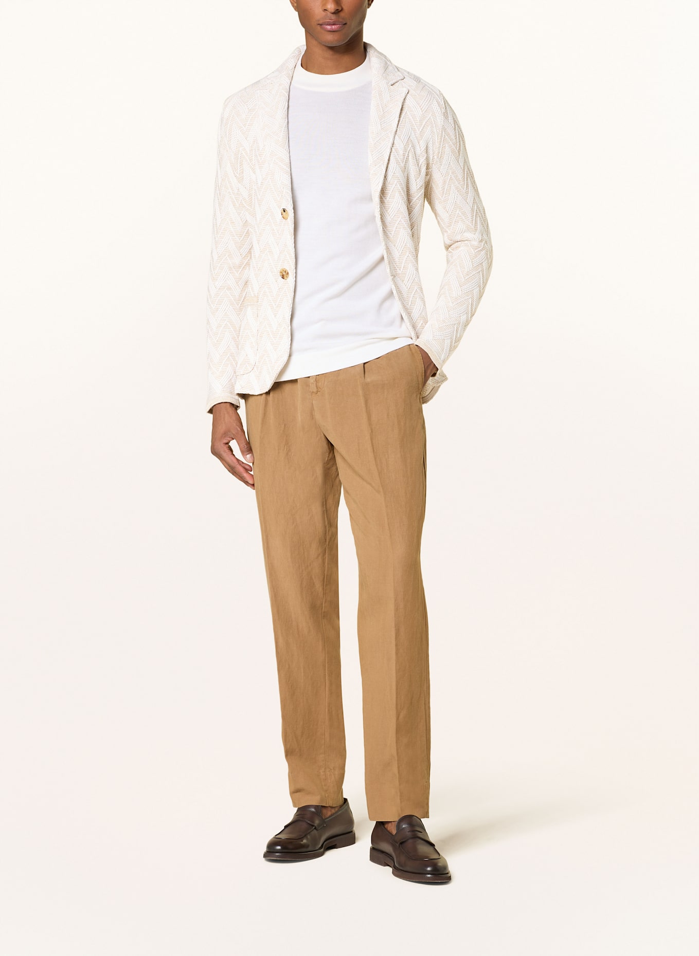 MAURIZIO BALDASSARI Knitted jacket extra slim fit, Color: BEIGE/ CREAM (Image 2)