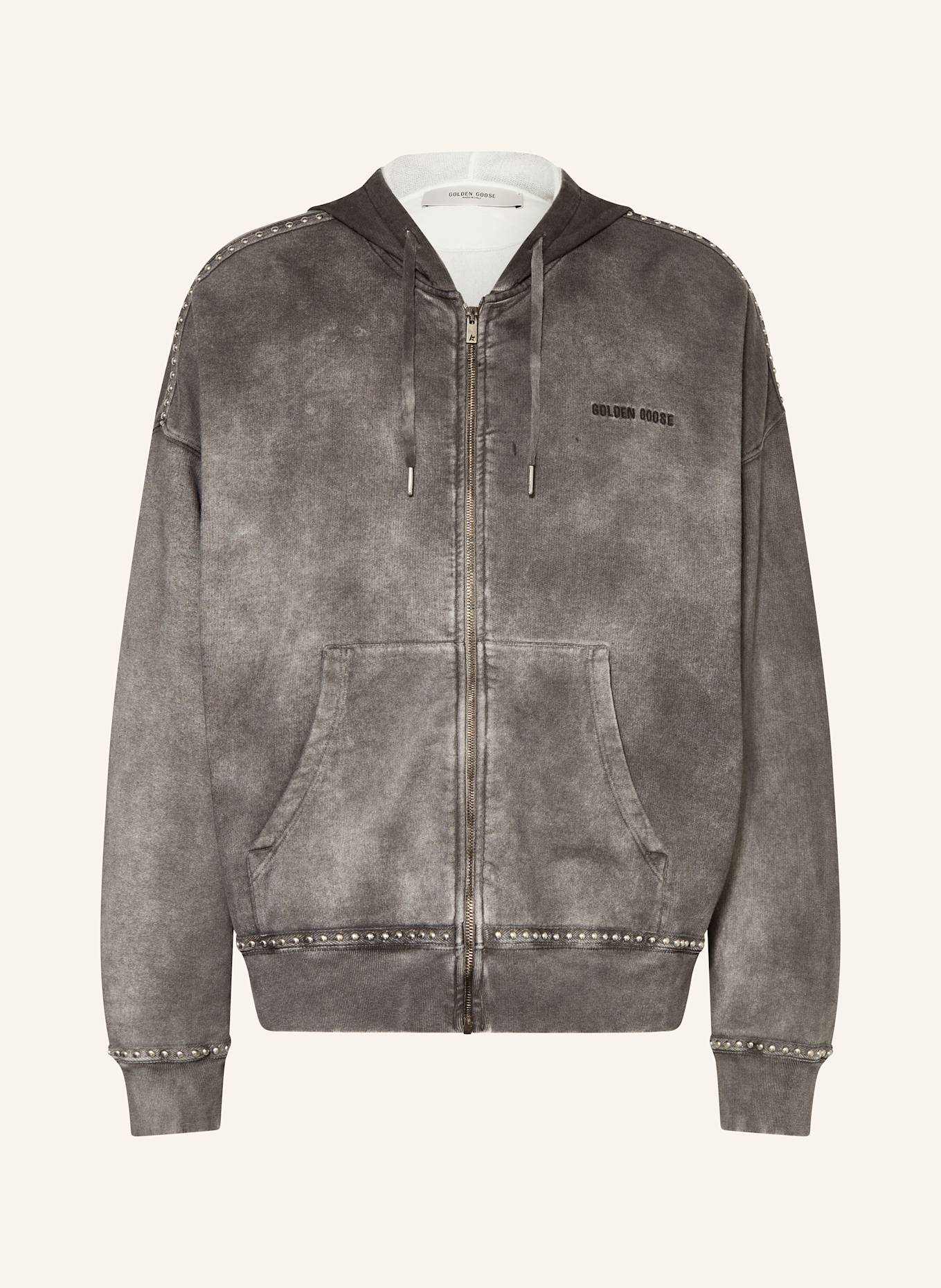 GOLDEN GOOSE Sweatjacke mit Nieten: DUNKELGRAU