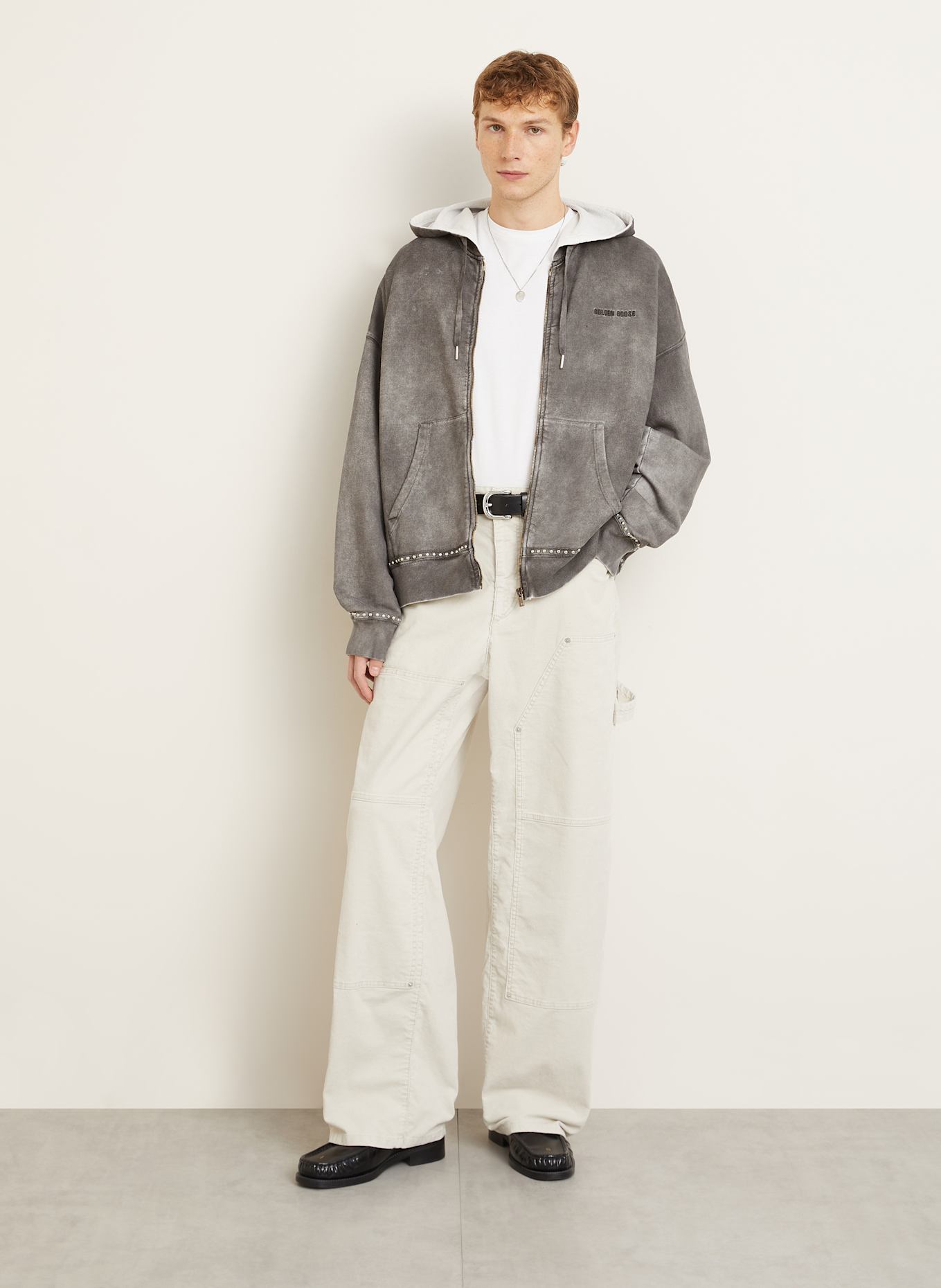 GOLDEN GOOSE Sweatjacke mit Nieten: DUNKELGRAU