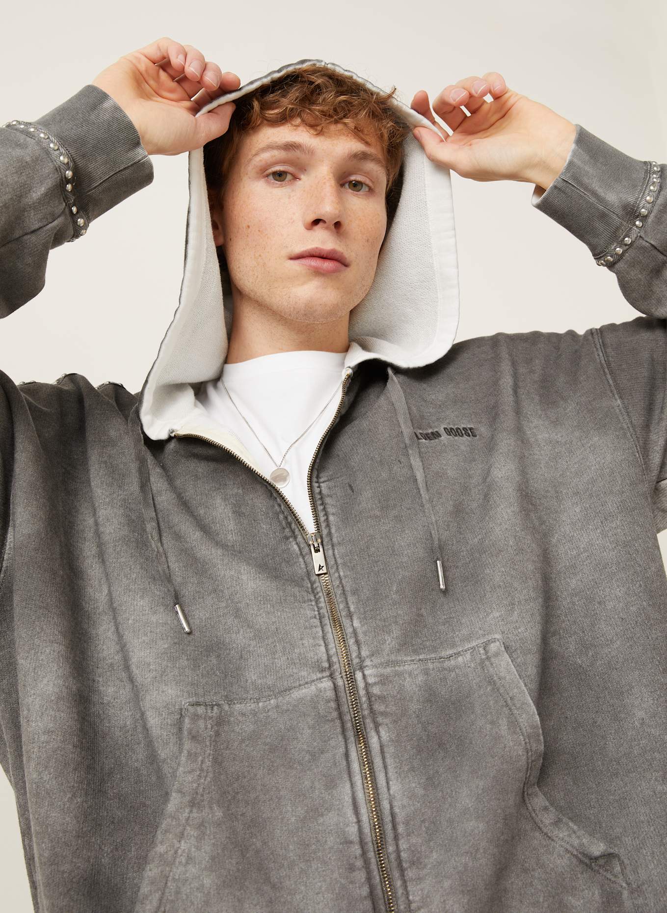 GOLDEN GOOSE Sweatjacke mit Nieten: DUNKELGRAU