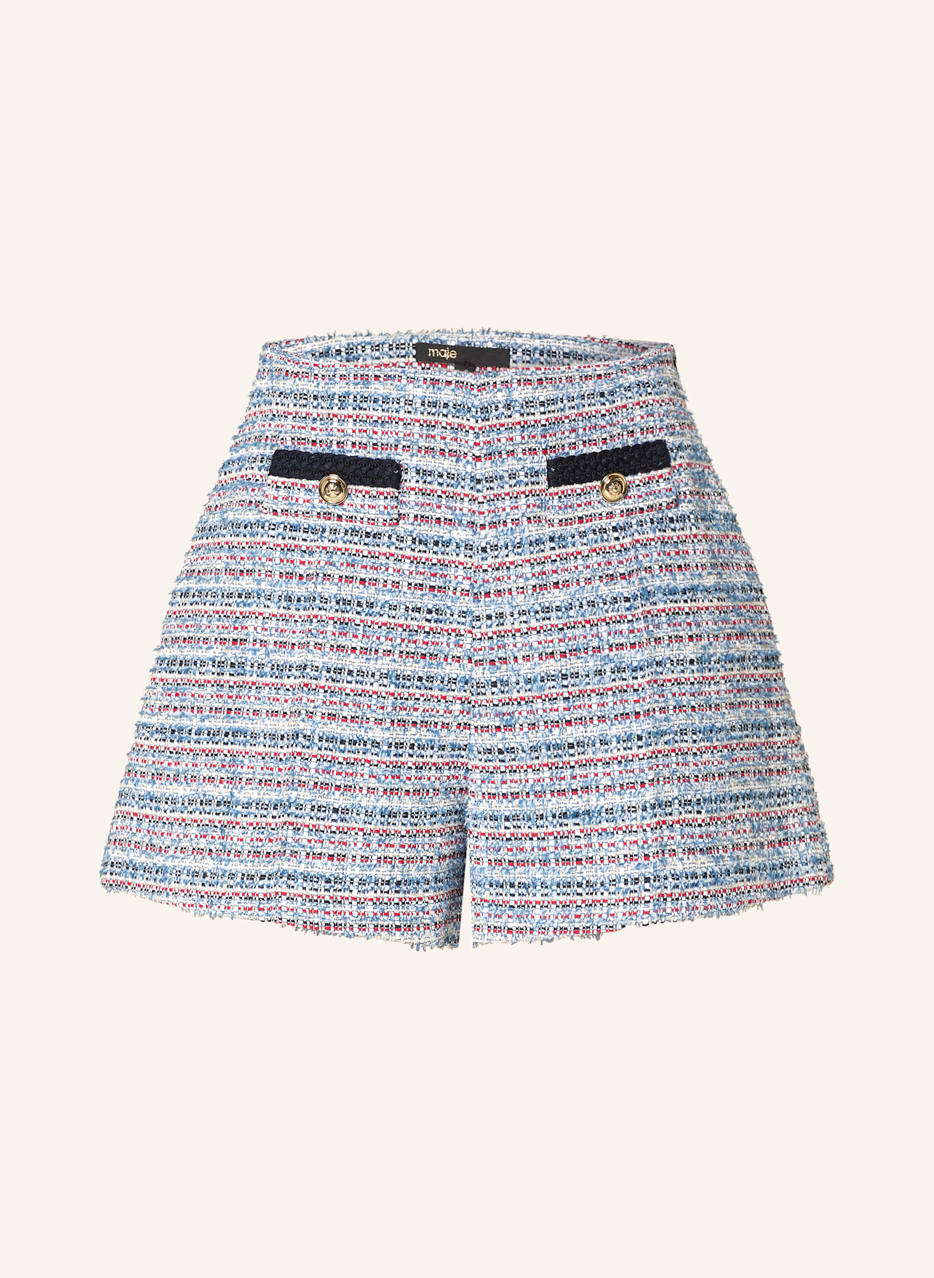 maje Tweed-Shorts mit Glitzergarn: BLAU/ WEISS/ ROT