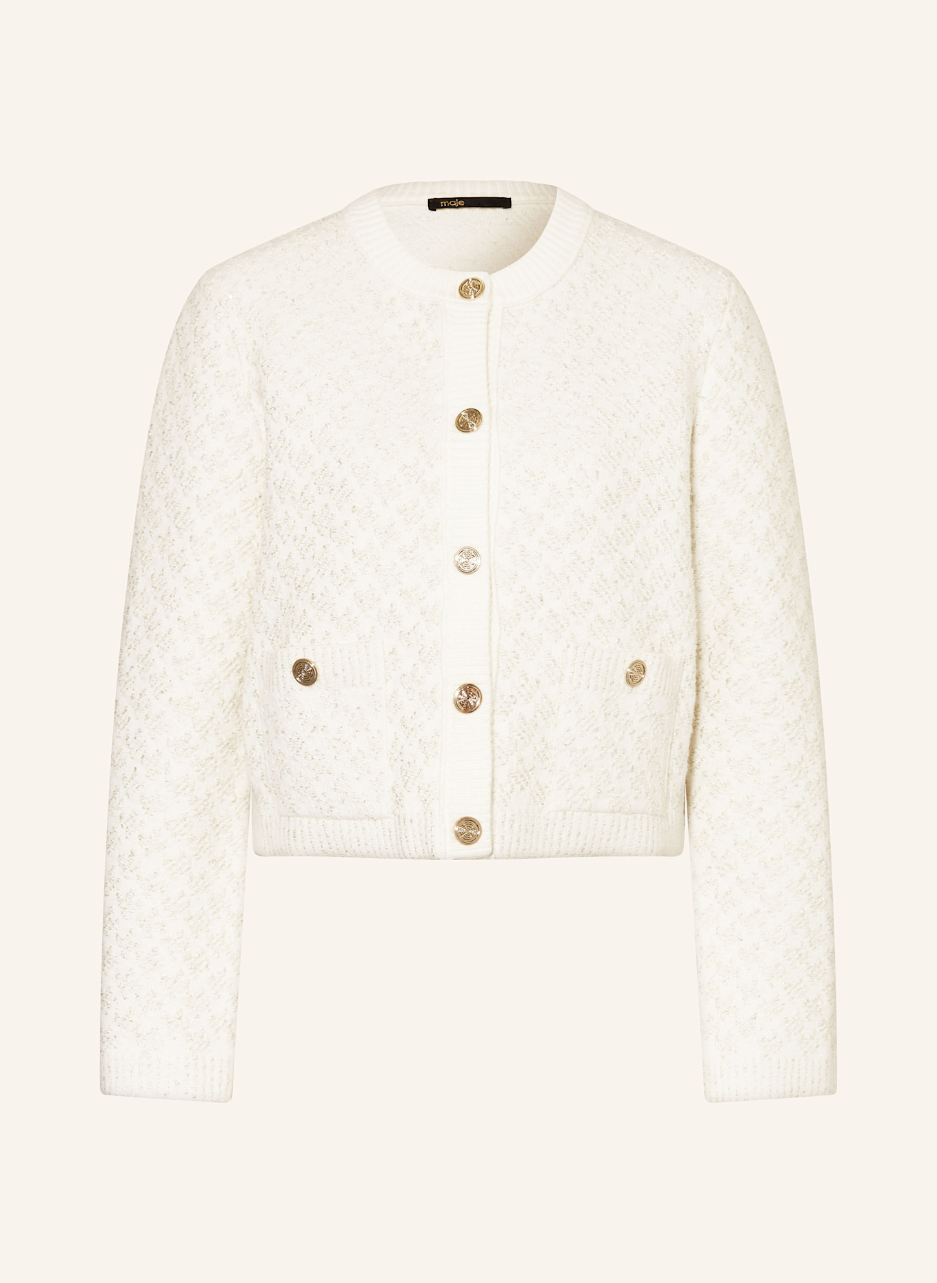 maje Strickjacke mit Pailetten: ECRU