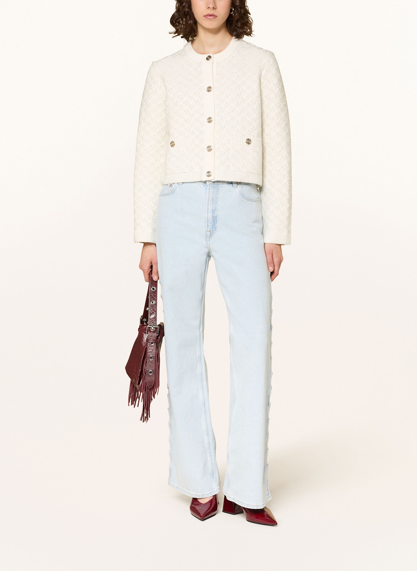 maje Strickjacke mit Pailetten: ECRU