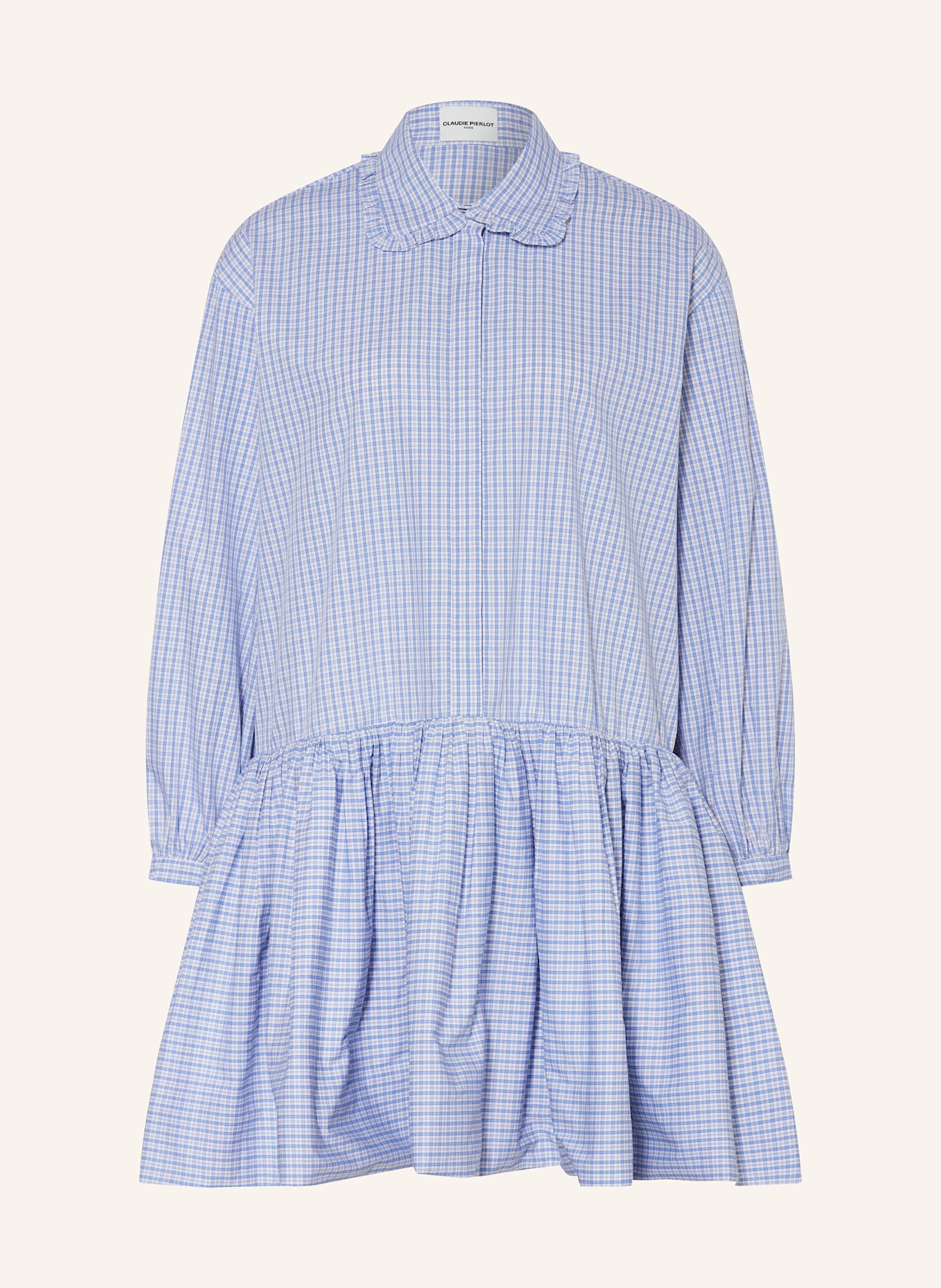 CLAUDIE PIERLOT Hemdblusenkleid: HELLBLAU/ WEISS