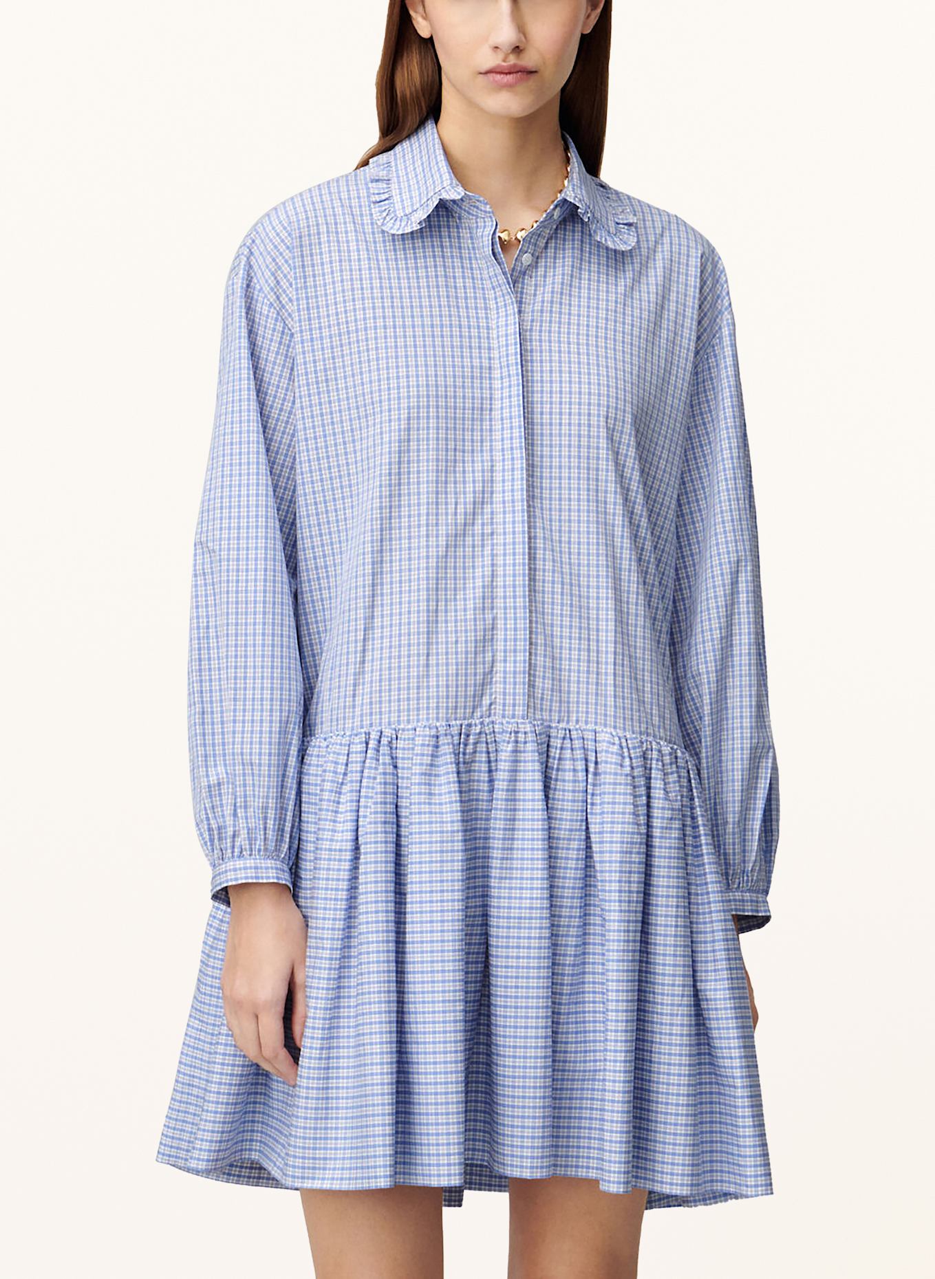 CLAUDIE PIERLOT Hemdblusenkleid: HELLBLAU/ WEISS