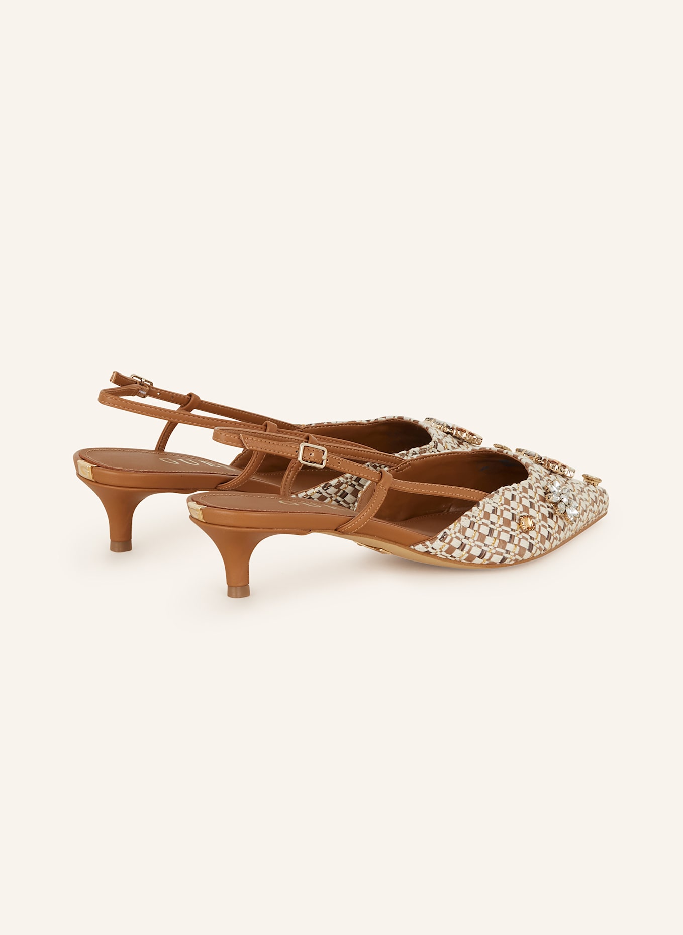 GUESS Slingpumps JESSENY mit Schmucksteinen: BRAUN / ECRU