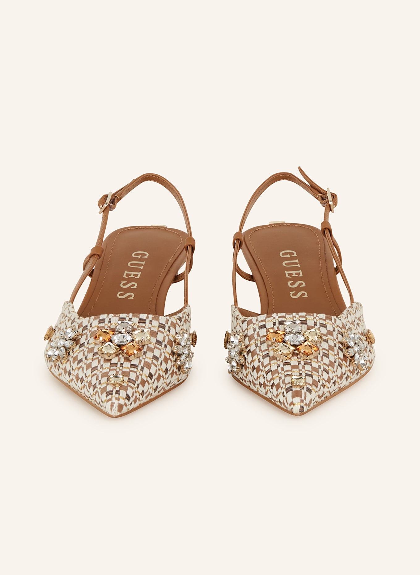 GUESS Slingpumps JESSENY mit Schmucksteinen: BRAUN / ECRU