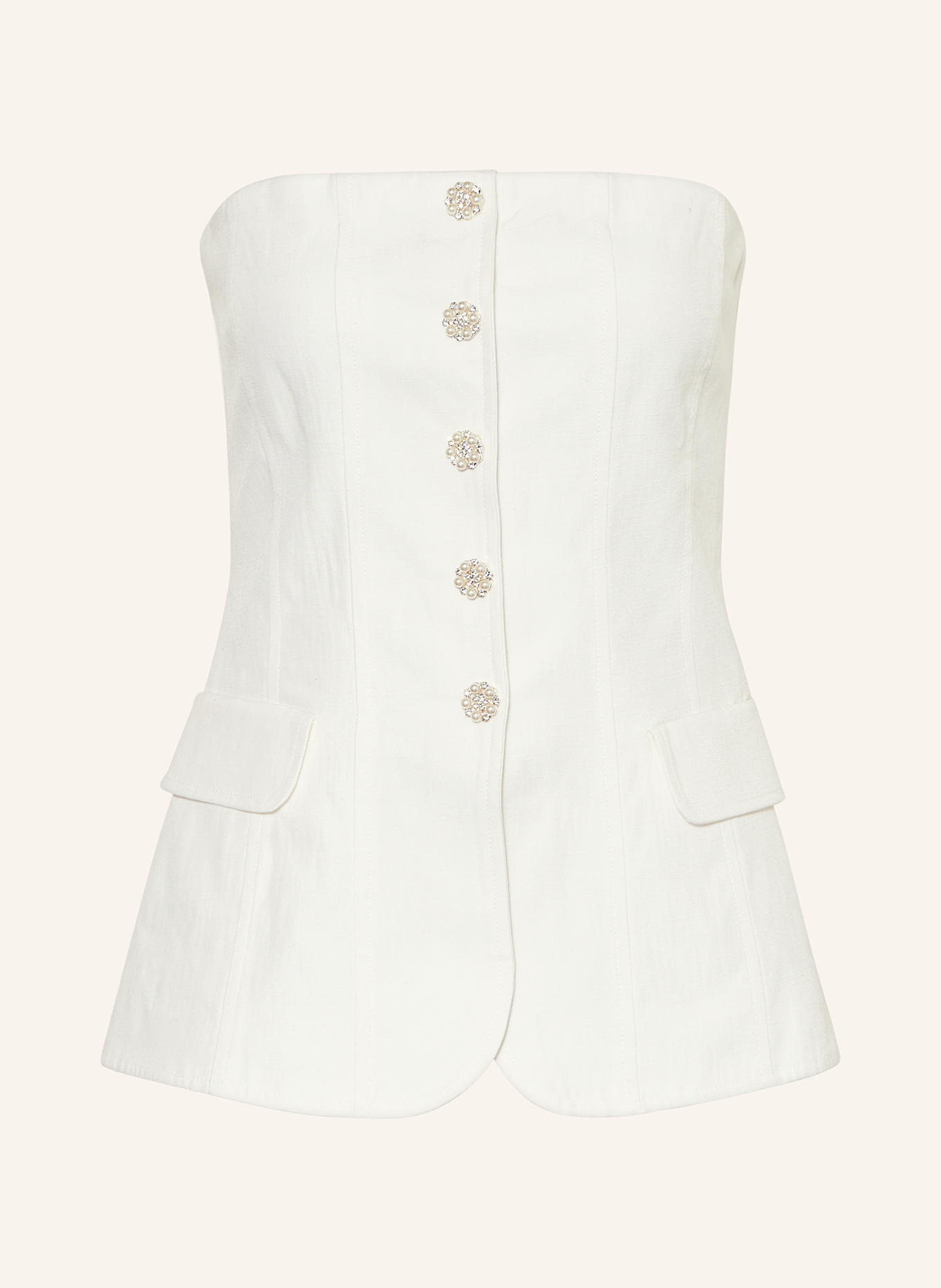 maje Off-Shoulder-Top mit Leinen: ECRU