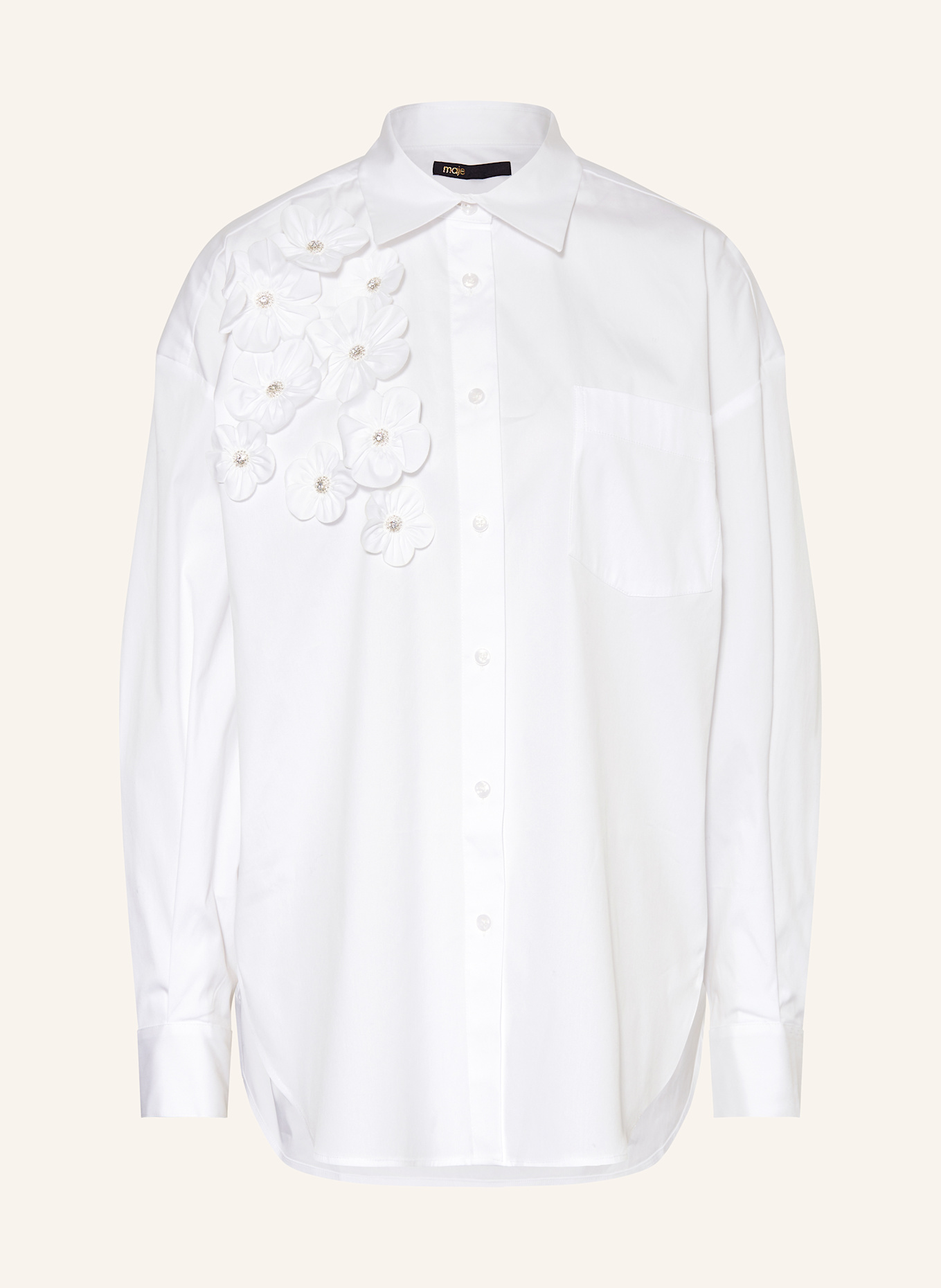 maje Hemdbluse CARMELO mit Schmucksteinen: WEISS