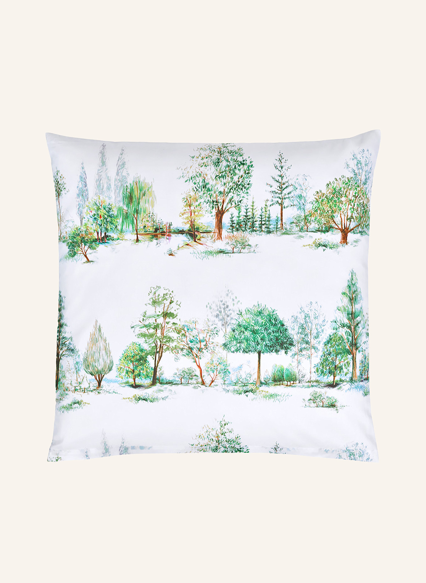 Christian Fischbacher Bettwäsche TREES: WEISS / GRÜN