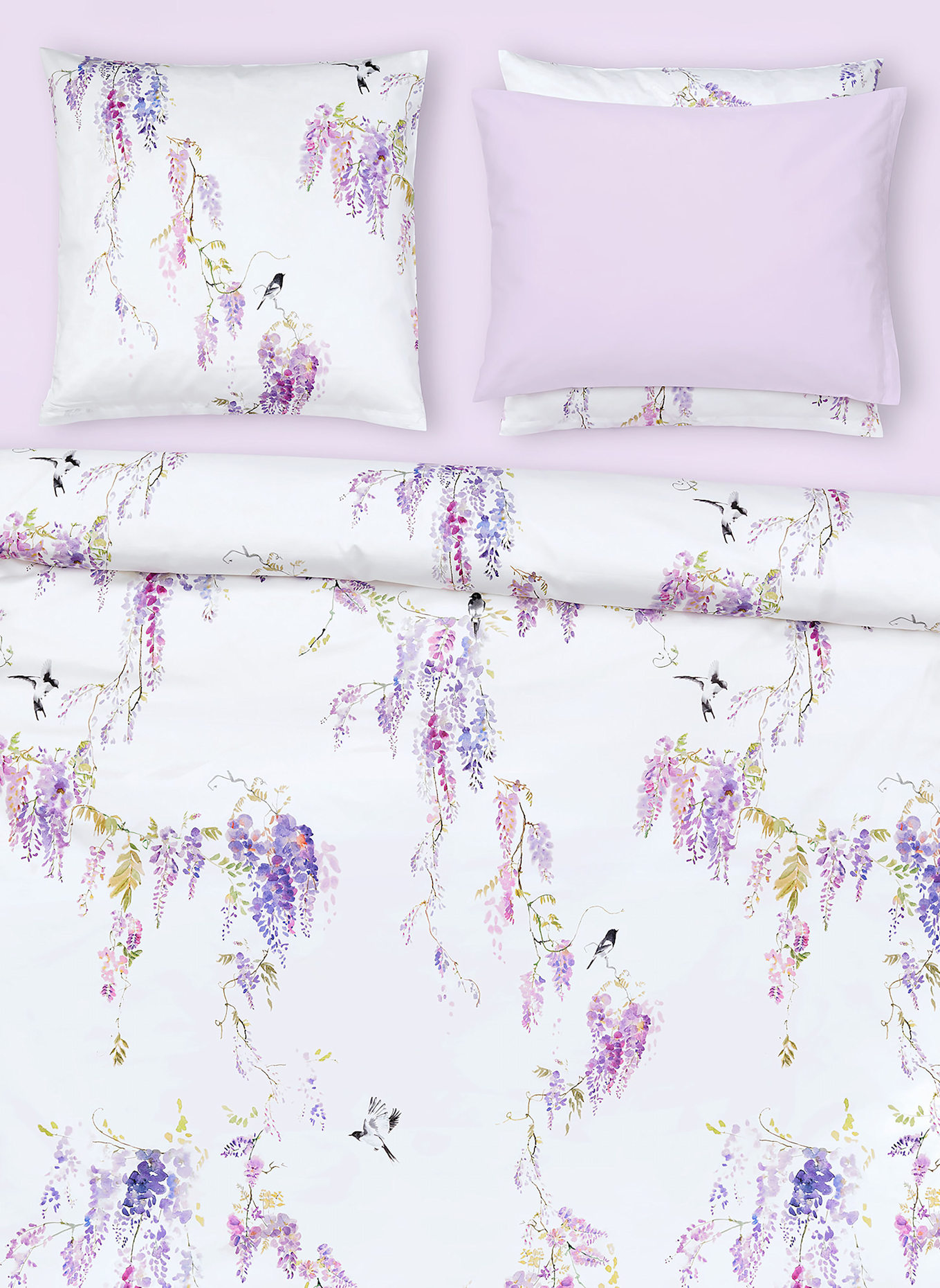 Christian Fischbacher Bettwäsche PURPLE RAIN: WEISS / ROSA / HELLLILA