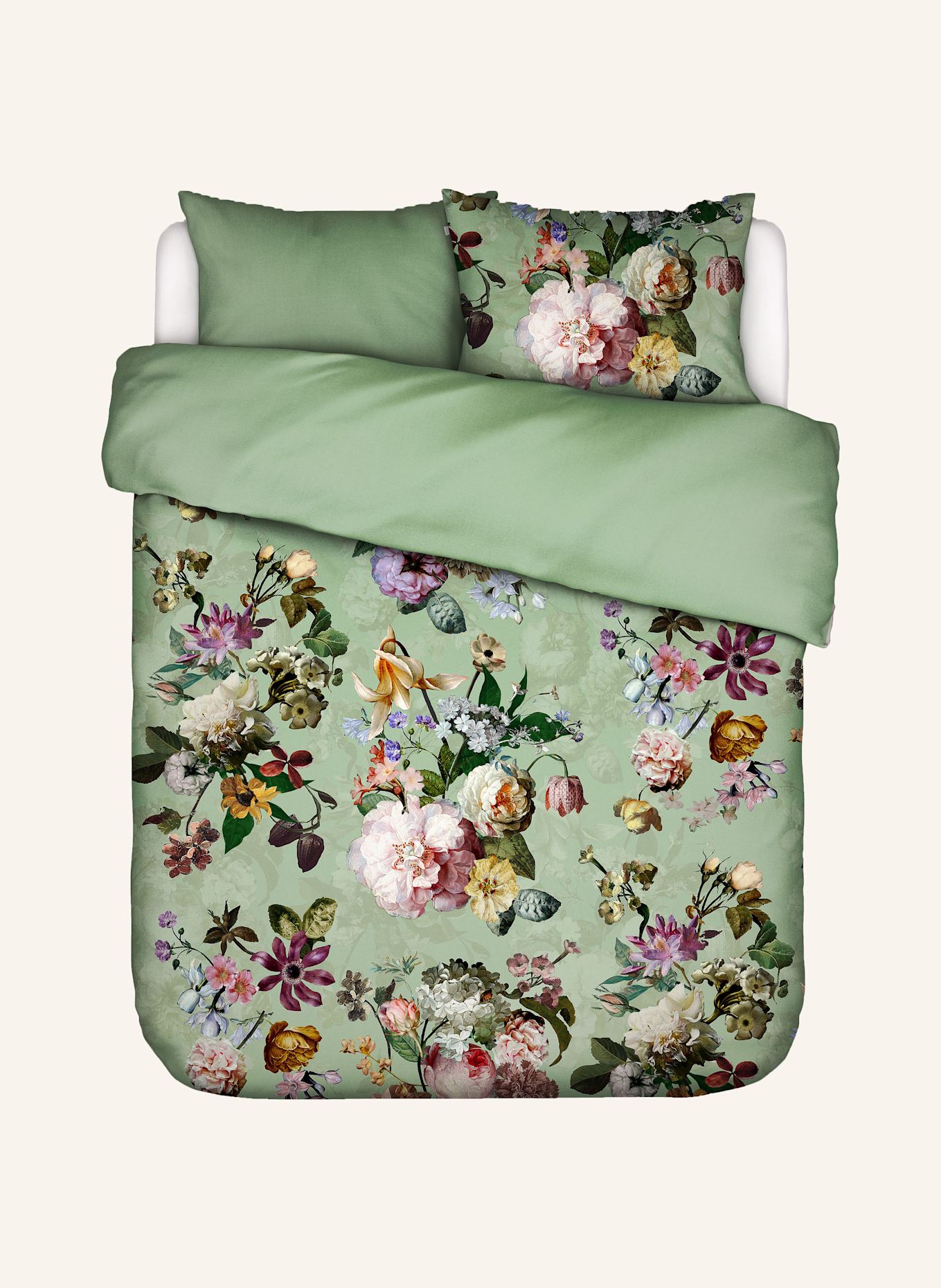 ESSENZA Bettwäsche FLEUR zum Wenden: HELLGRÜN / HELLROSA / DUNKELGELB