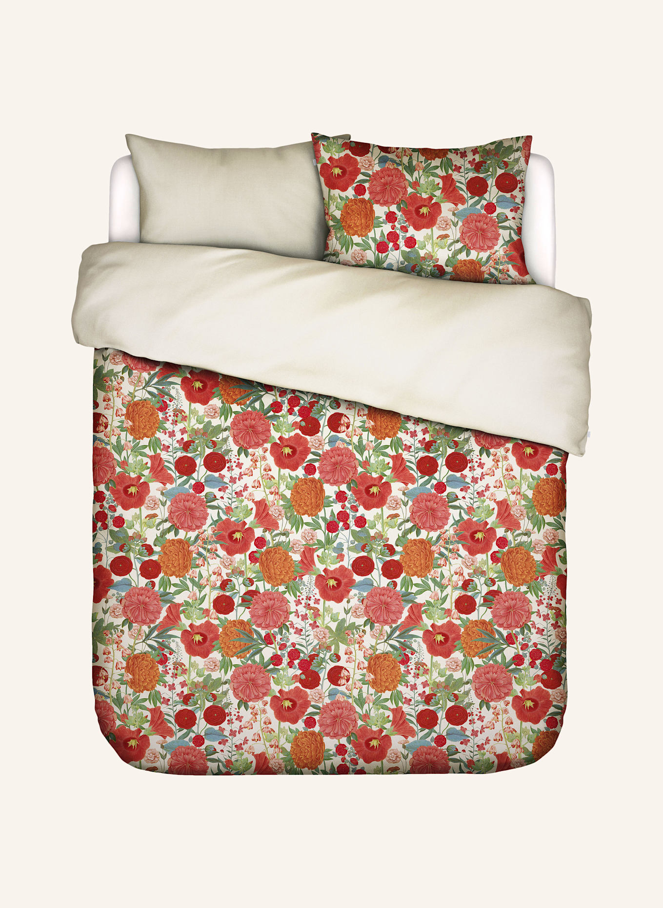 ESSENZA Pościel dwustronna FLORENTIEN: CIEMNOCZERWONY / JASNOCZERWONY / BEŻOWY