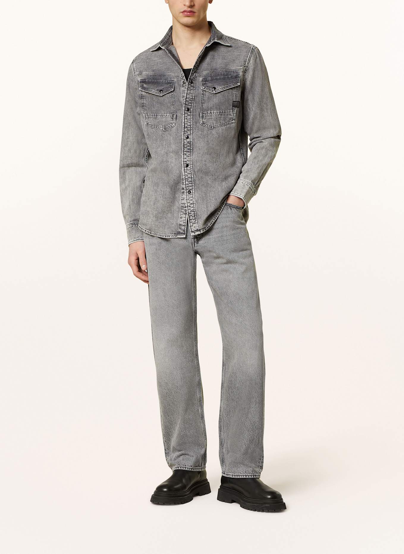 G-Star Overshirt in denim look in gray