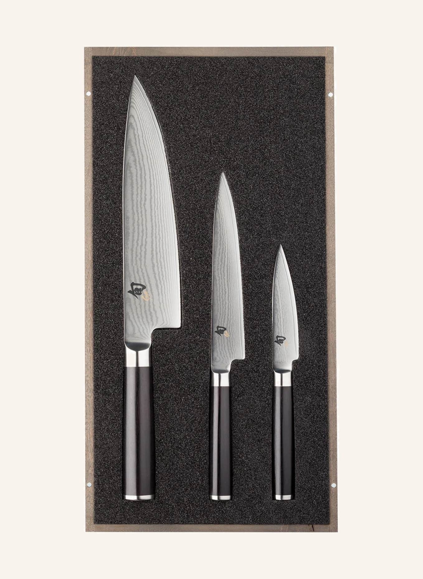 KAI 3-delige messenset: MARRON FONCÉ / ZILVER