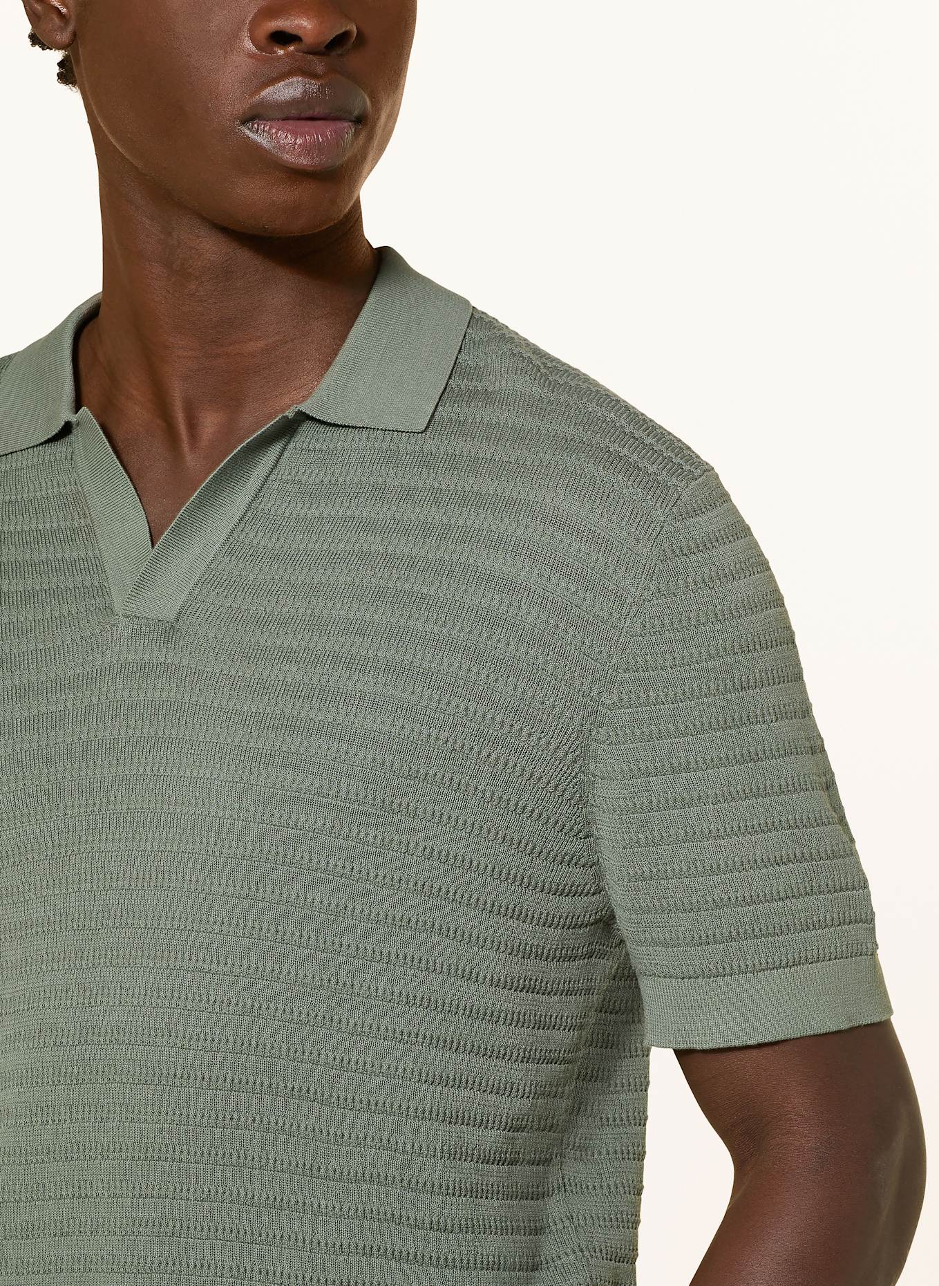 DRYKORN Úpletová polokošile BRAIAN: ZELENÁ