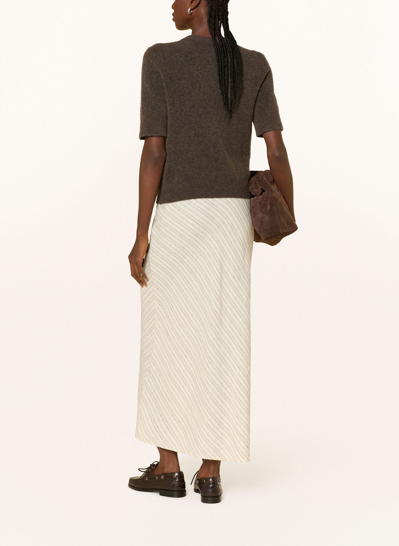 SAMSØE  SAMSØE Pletený kabátek SANOURA s merino vlnou a alpakou: TMAVĚ HNĚDÁ