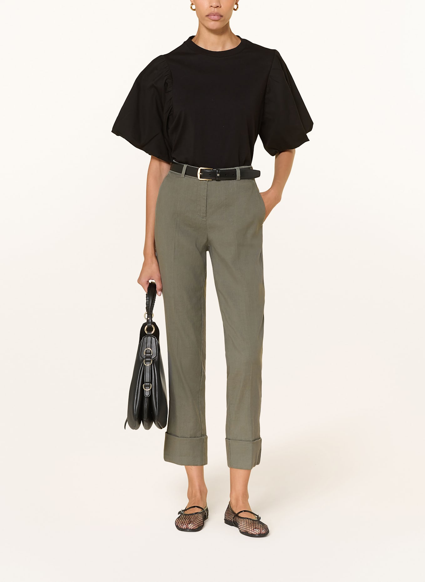 CAMBIO 7/8 pants KRYSTAL with linen: KHAKI