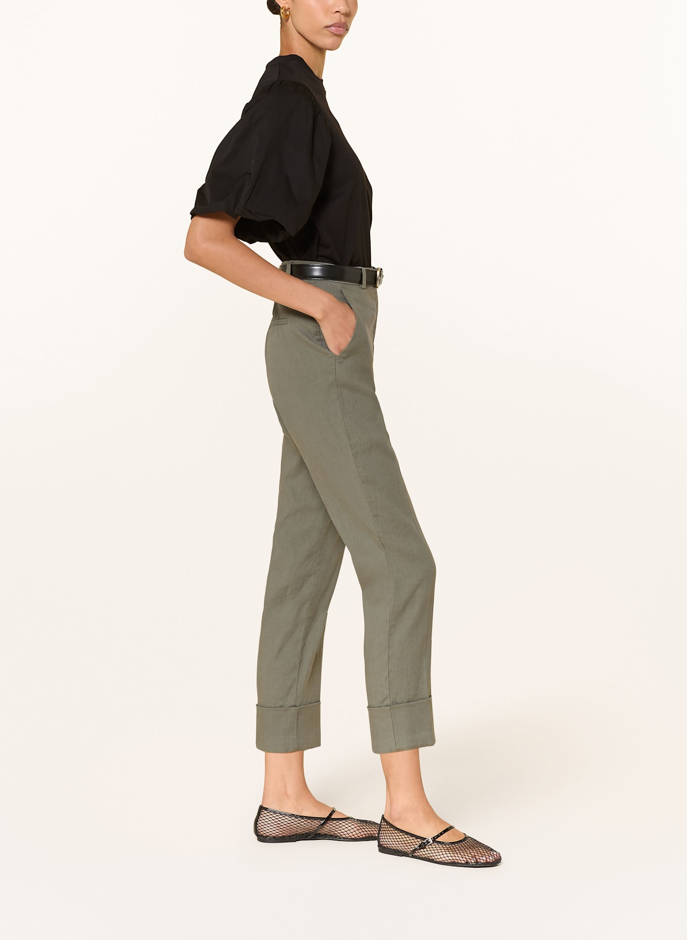 CAMBIO 7/8 pants KRYSTAL with linen: KHAKI