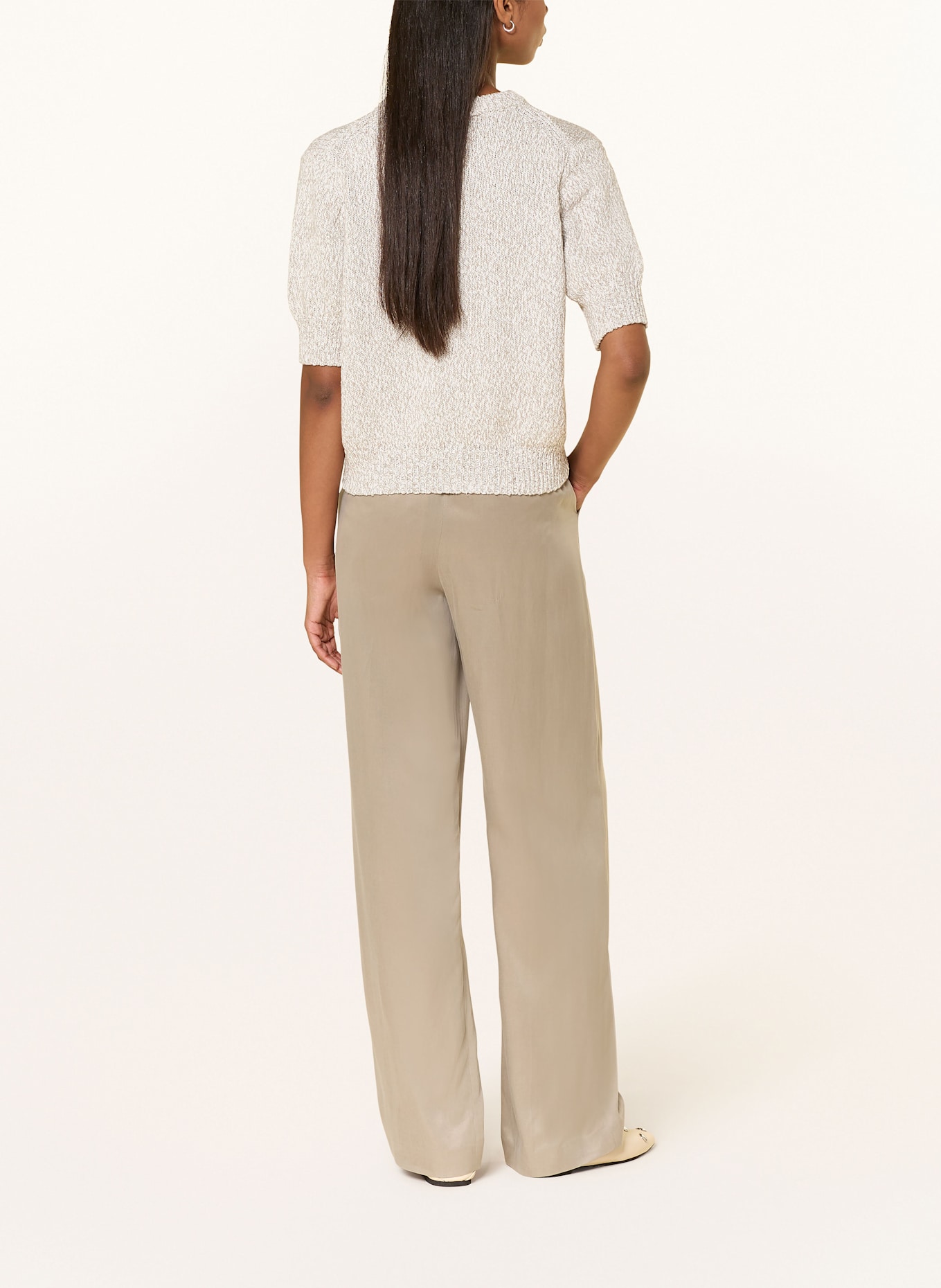 DRYKORN CONSIDER satin wide leg trousers: GREEN