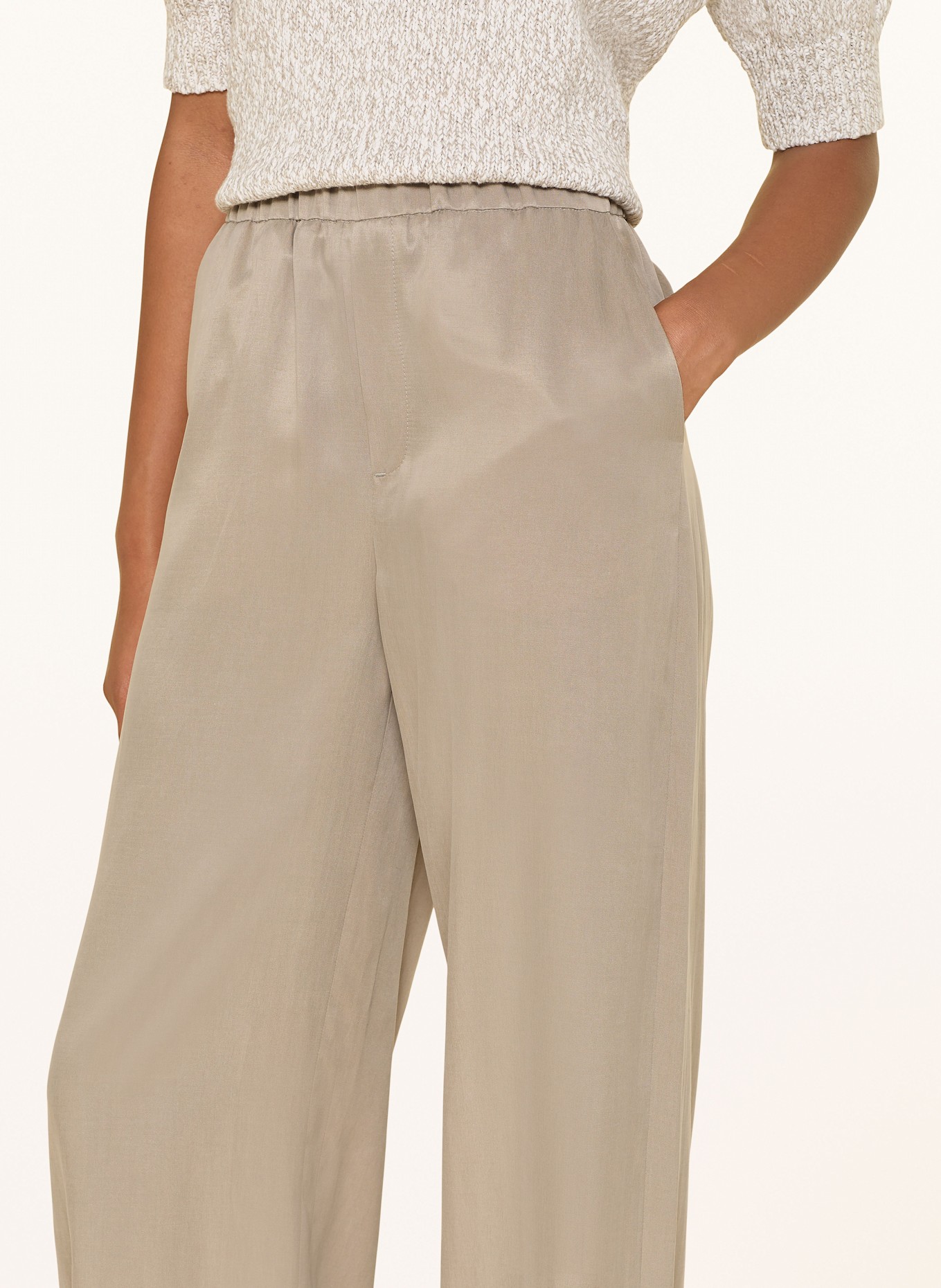 DRYKORN CONSIDER satin wide leg trousers: GREEN