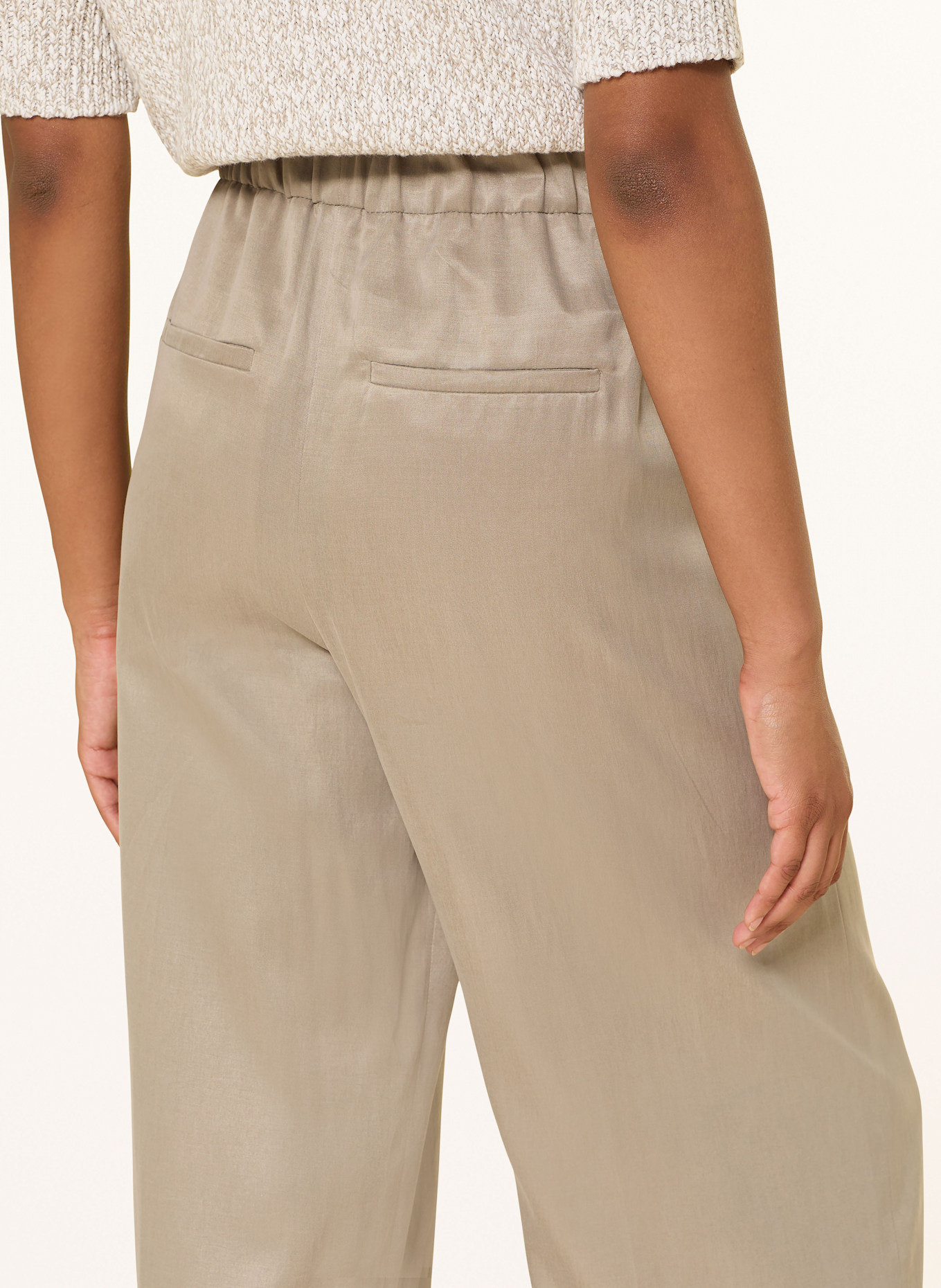 DRYKORN CONSIDER satin wide leg trousers: GREEN