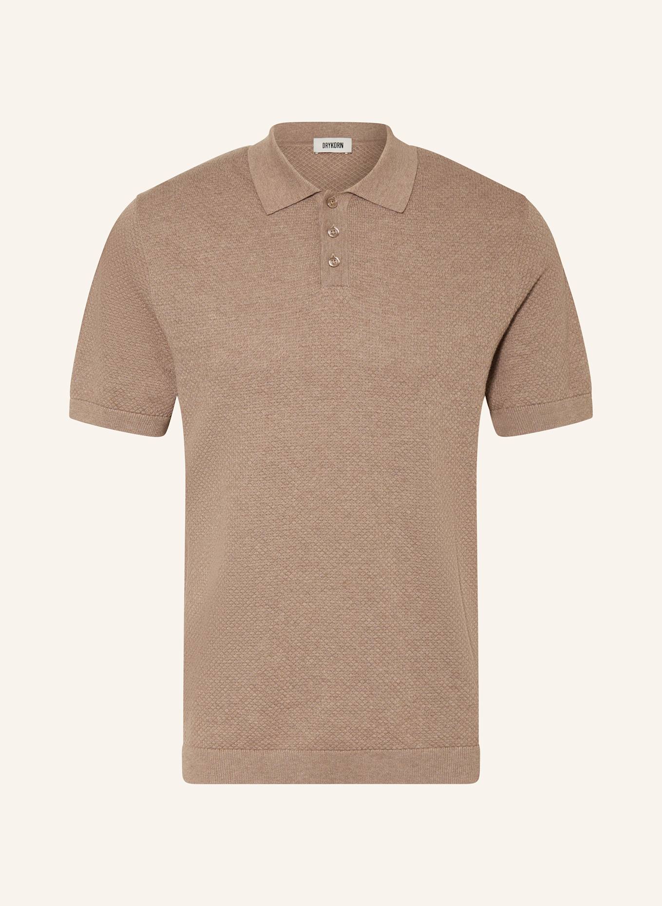 DRYKORN Knitted polo shirt TRITON Regular Fit: BROWN