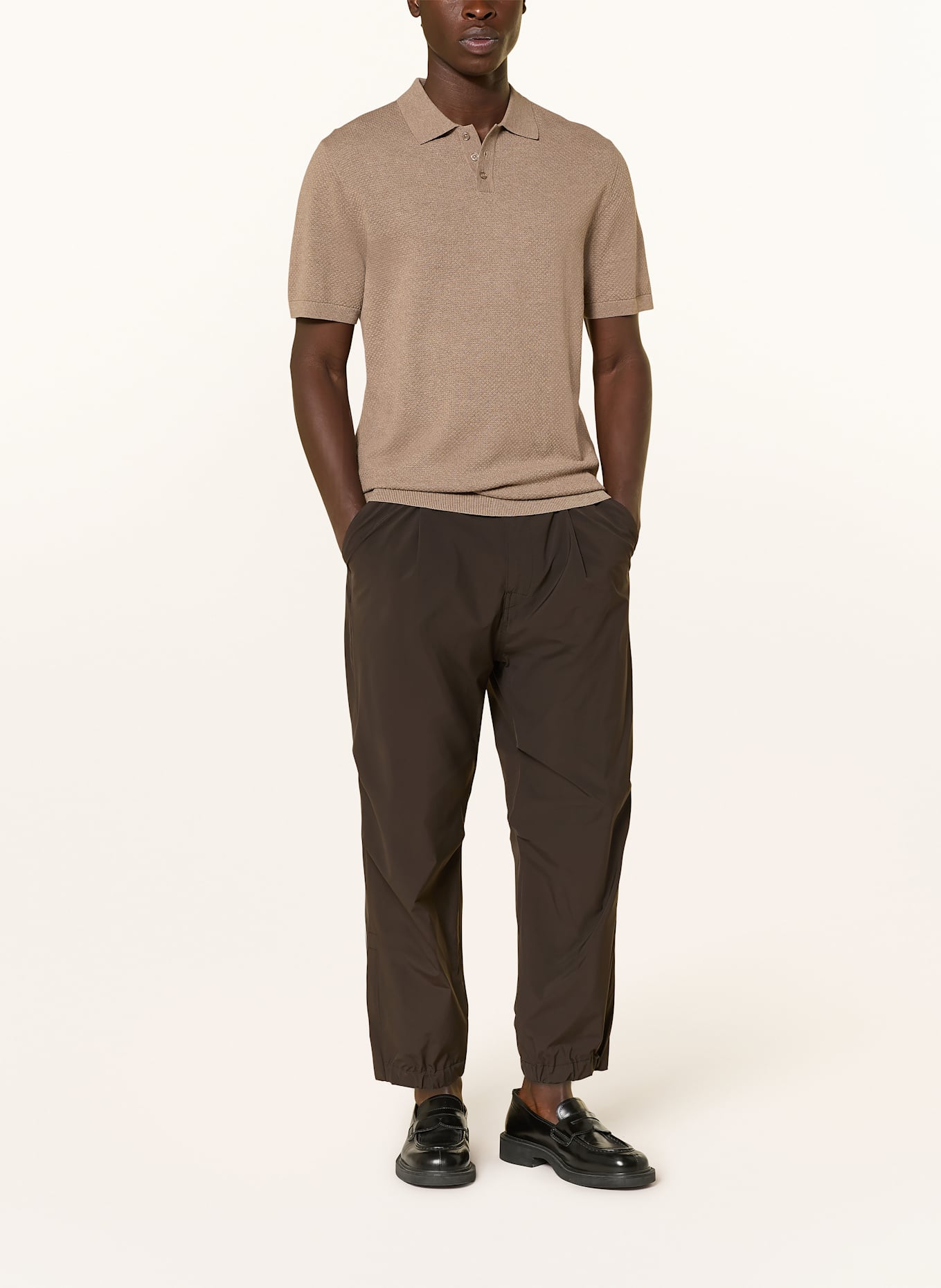 DRYKORN Knitted polo shirt TRITON Regular Fit: BROWN