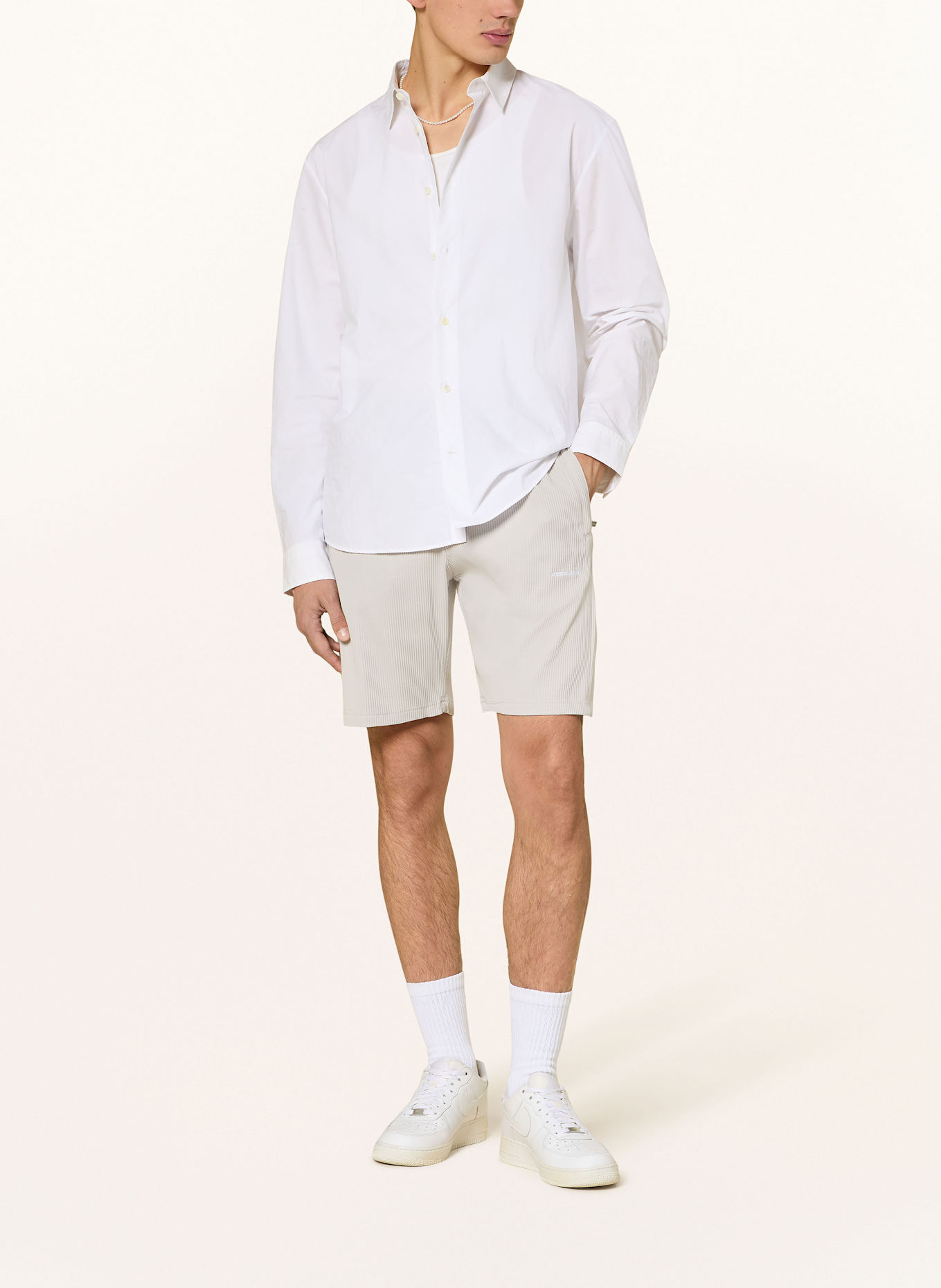 PEGADOR Plisseeshorts TROY: HELLGRAU