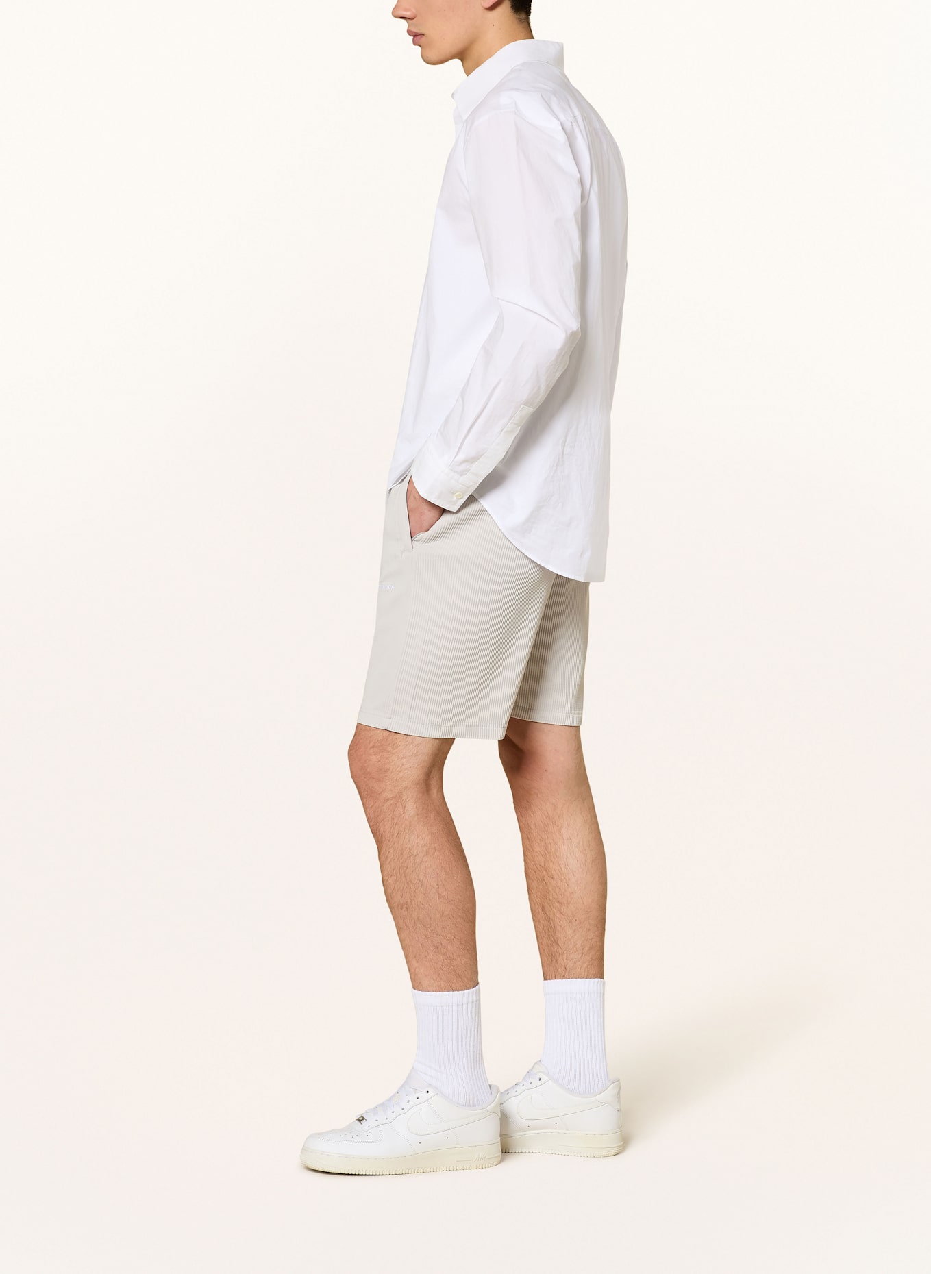 PEGADOR Plisseeshorts TROY: HELLGRAU