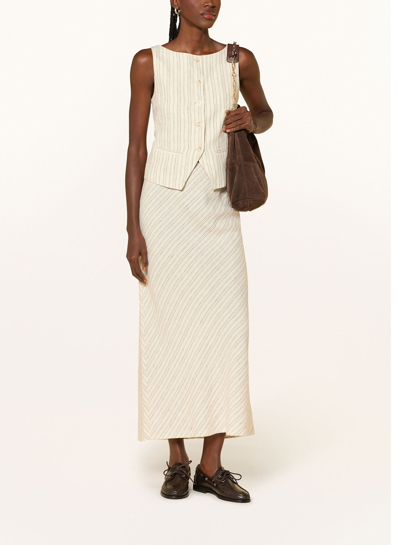 SAMSØE  SAMSØE Lněná sukně SAAGNETA: REŽNÁ / TMAVĚ HNĚDÁ / ŠEDÁ