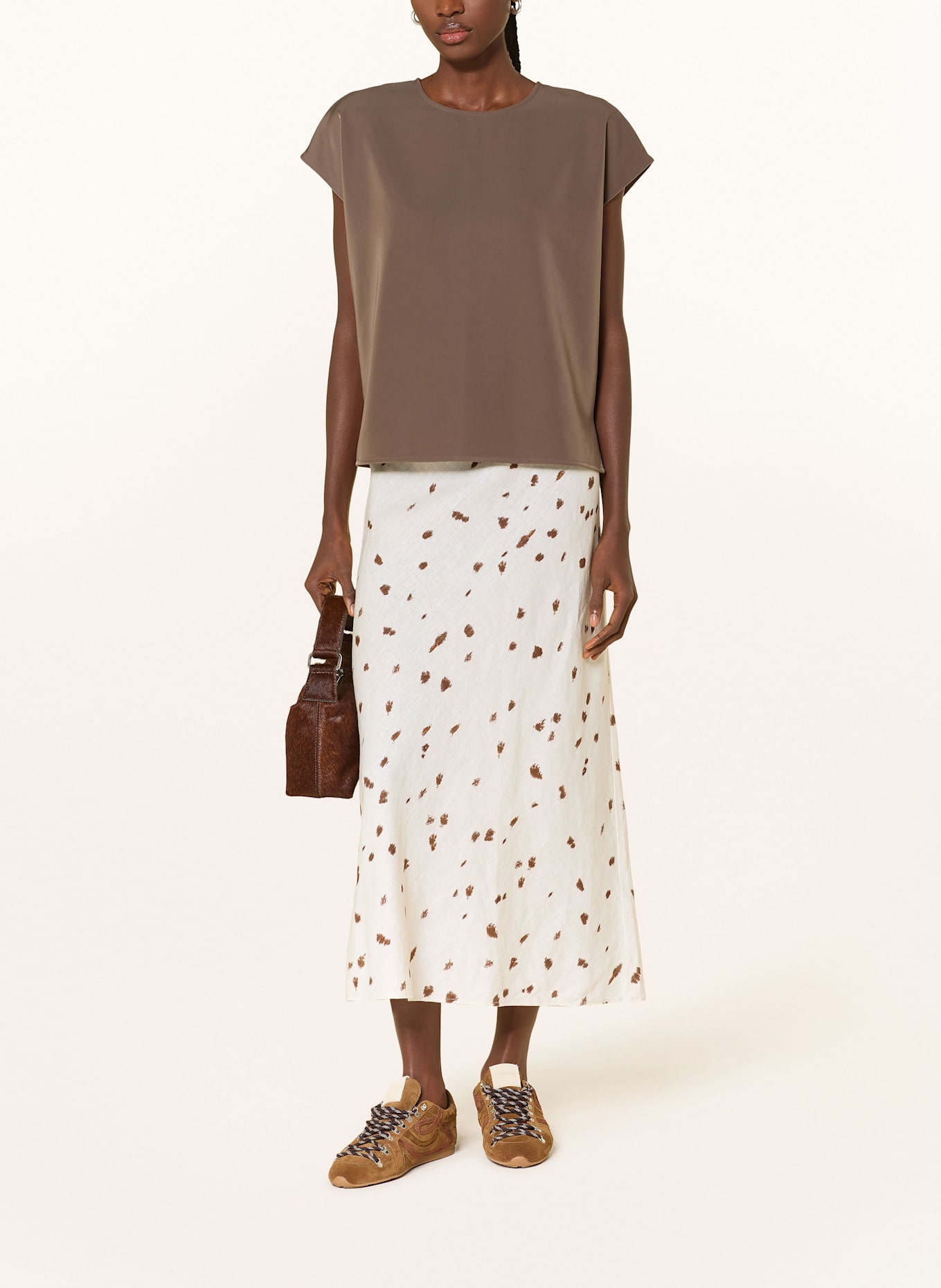SAMSØE SAMSØE Lněná sukně SAAGNETA: REŽNÁ / HNĚDÁ