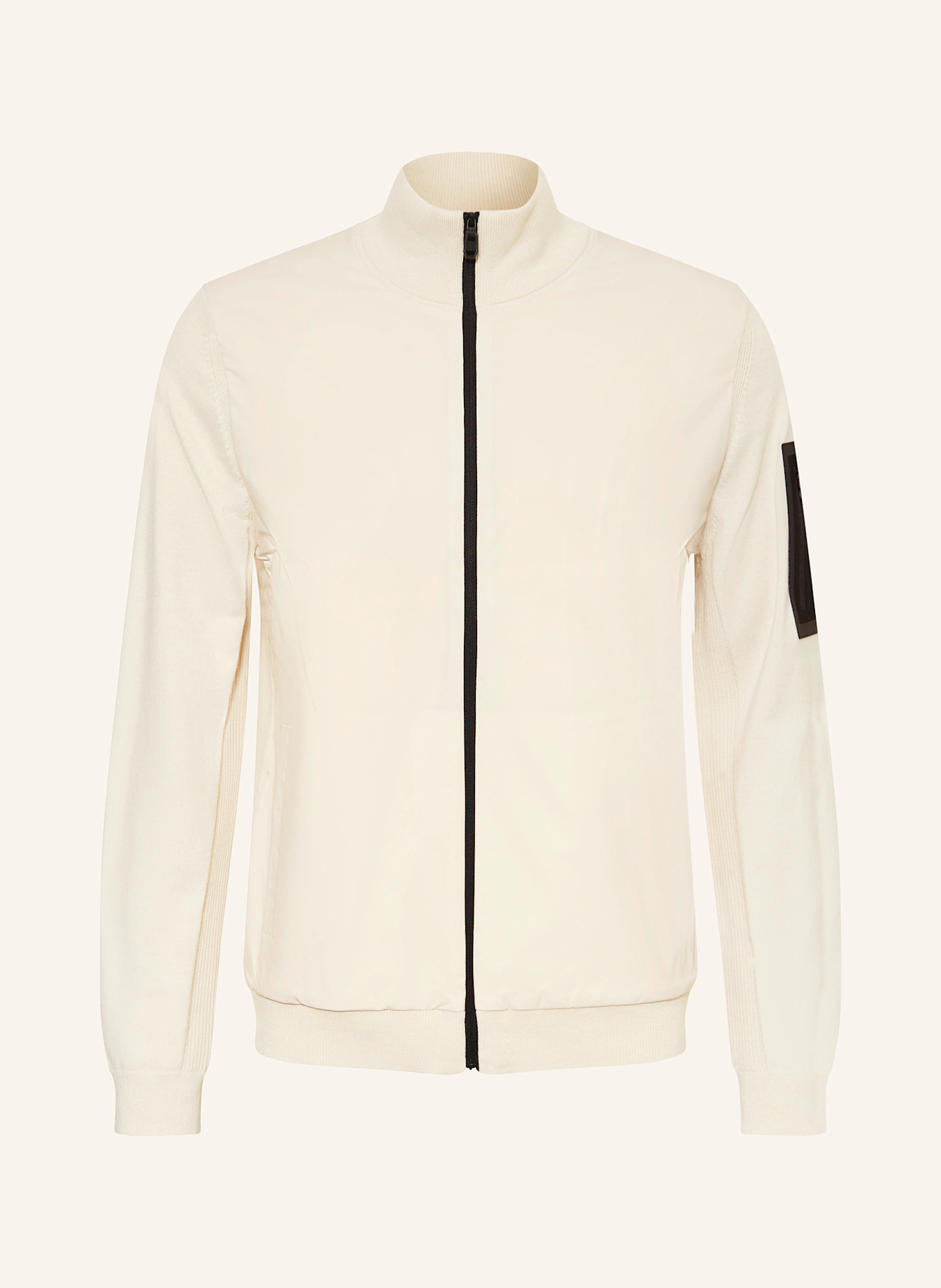 BOSS MOMENTUM cardigan in a material mix with merino wool: ECRU