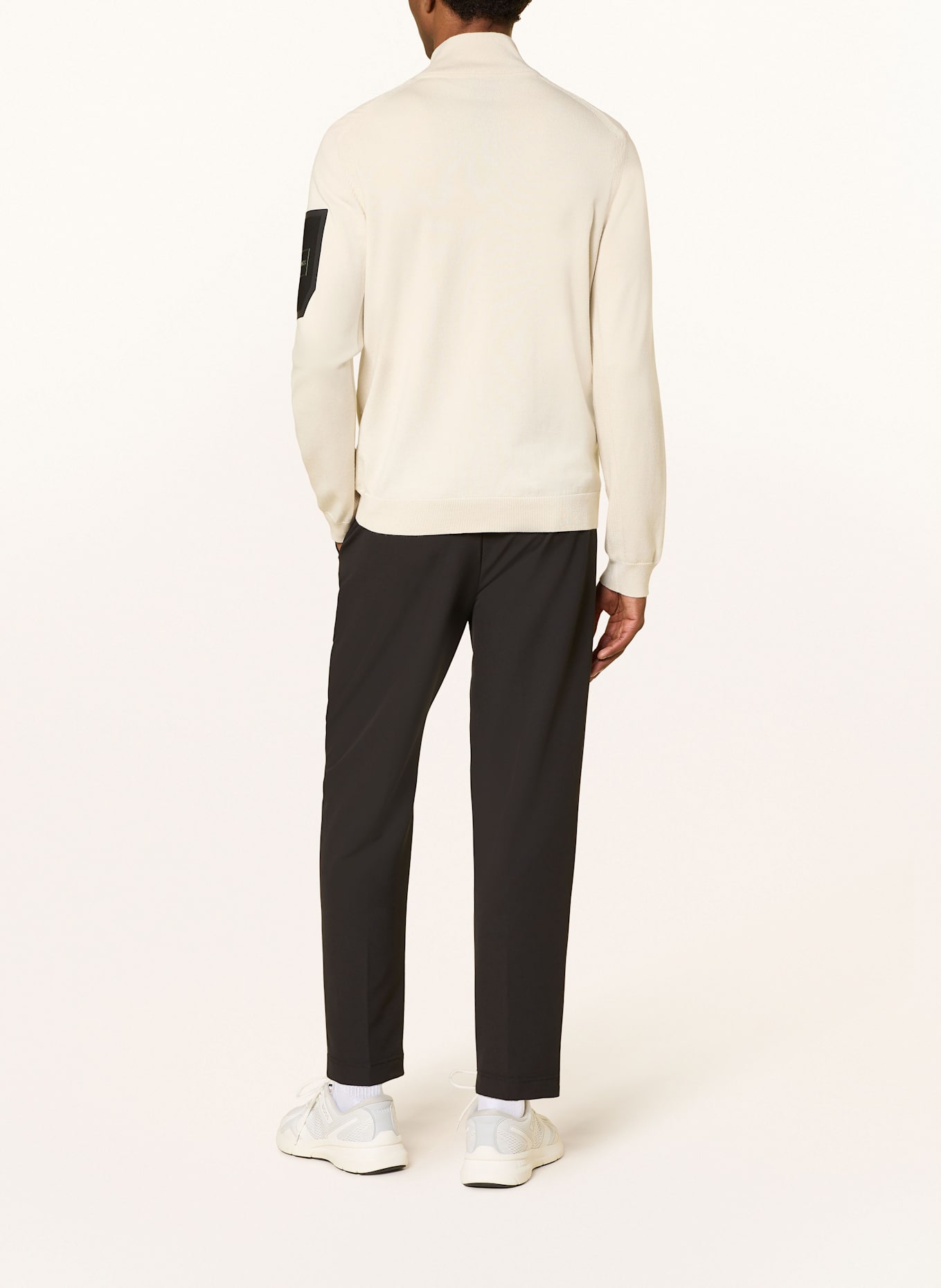 BOSS MOMENTUM cardigan in a material mix with merino wool: ECRU